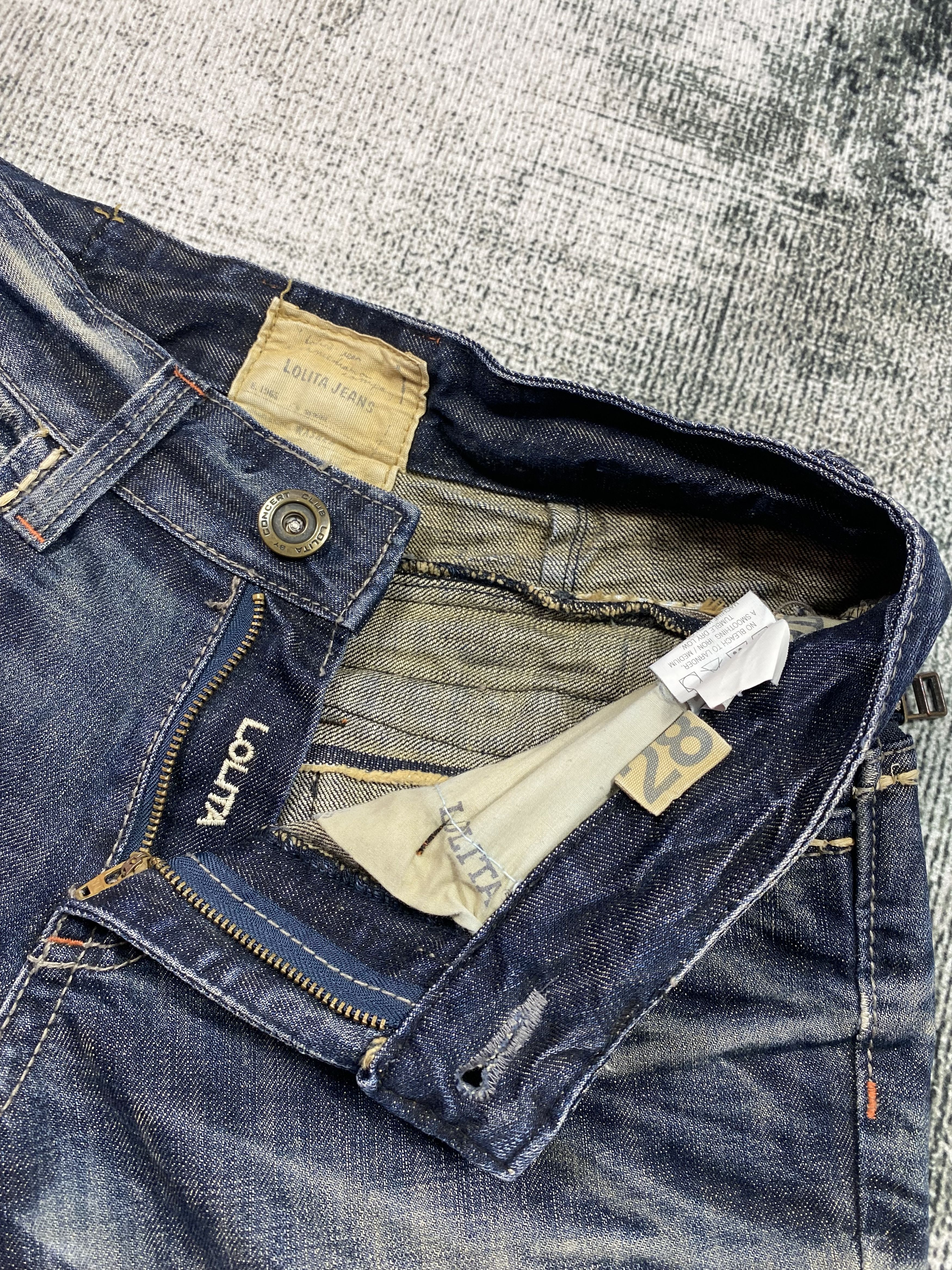 Vintage Lolita Low Rise Rusty Whiskers Exotic Distressed Denim Size US 28 / EU 44 - 7 Thumbnail