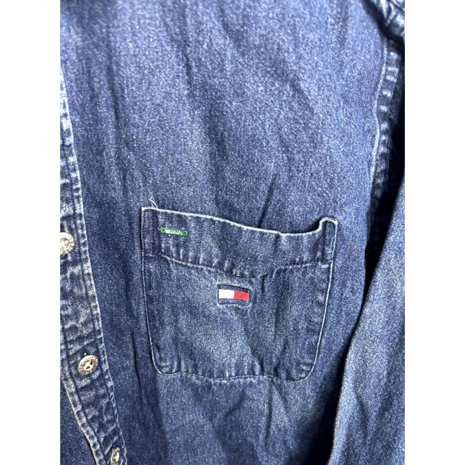 Tommy Hilfiger VINTAGE Tommy Hilfiger Shirt Mens XL Blue Denim Button-Up Corduroy Collar 90s Size US XL / EU 56 / 4 - 3 Thumbnail