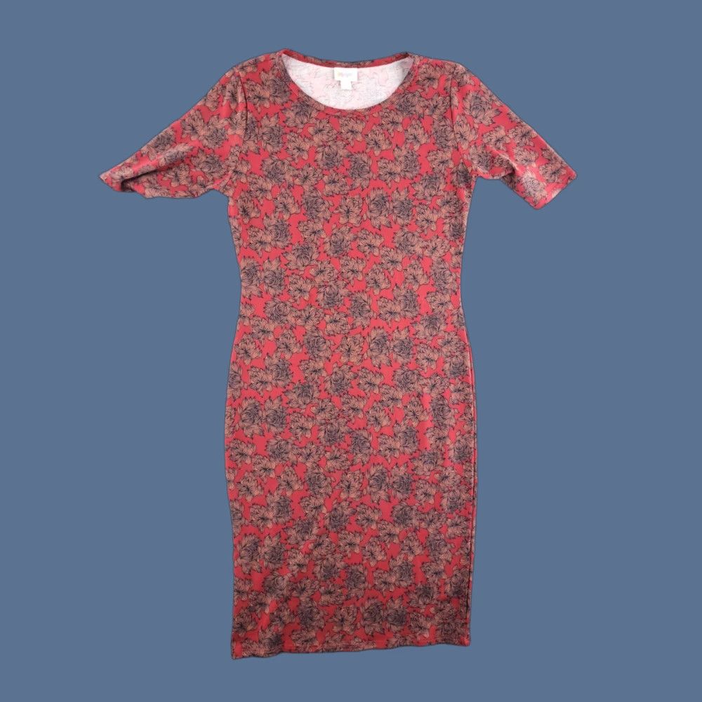 Vintage LulaRoe Floral Print Dress Womens Small Red Dress Midi Floral Pattern Women S Red LuLaRoe Pencil Dress Size S / US 4 / IT 40 - 1 Thumbnail