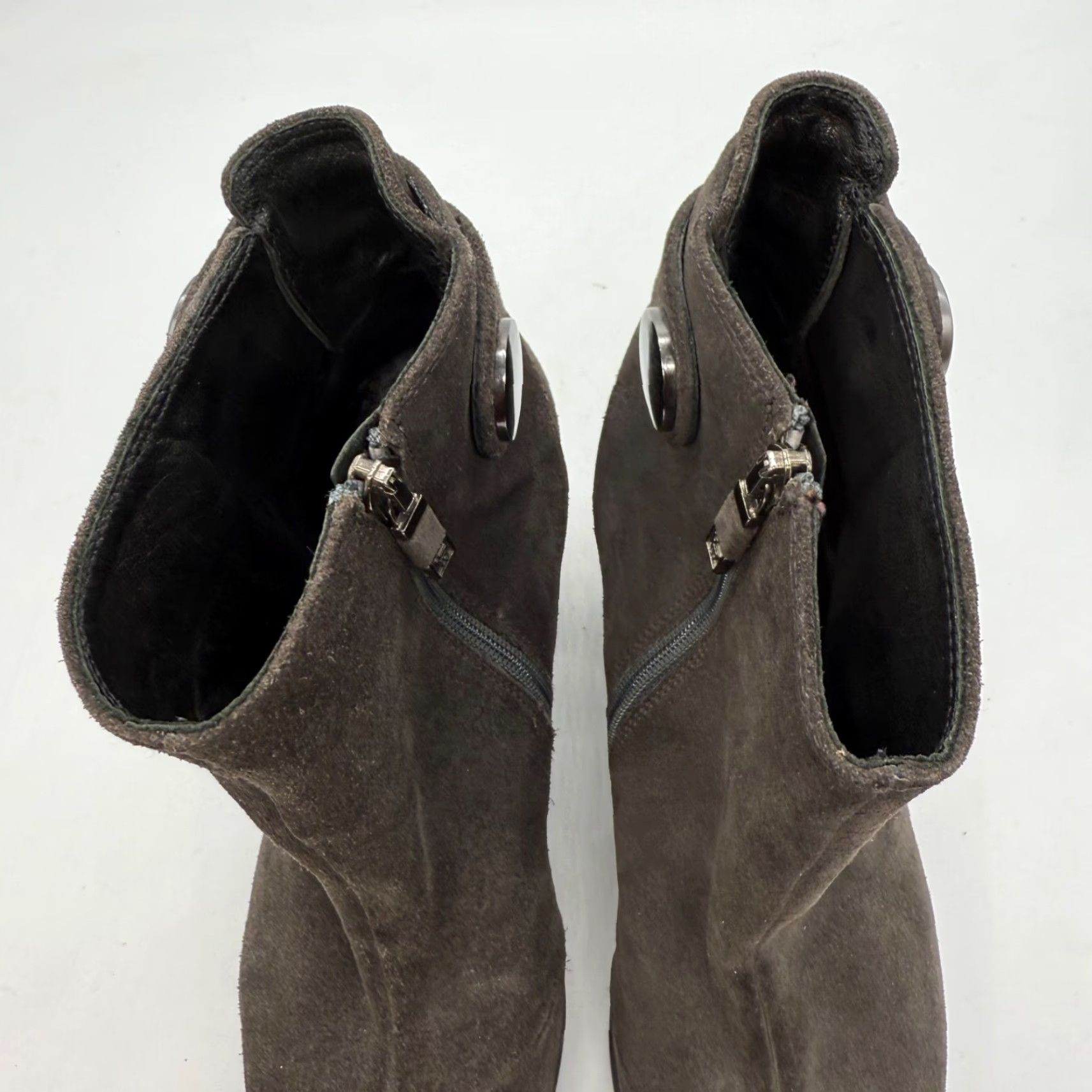 Vintage Alberto Fermani Womens Suede Ankle Boots Sz 39 9 Brown/Gray Zipper Bootie Leather Sole Boots Size US 9 / IT 39 - 4 Thumbnail