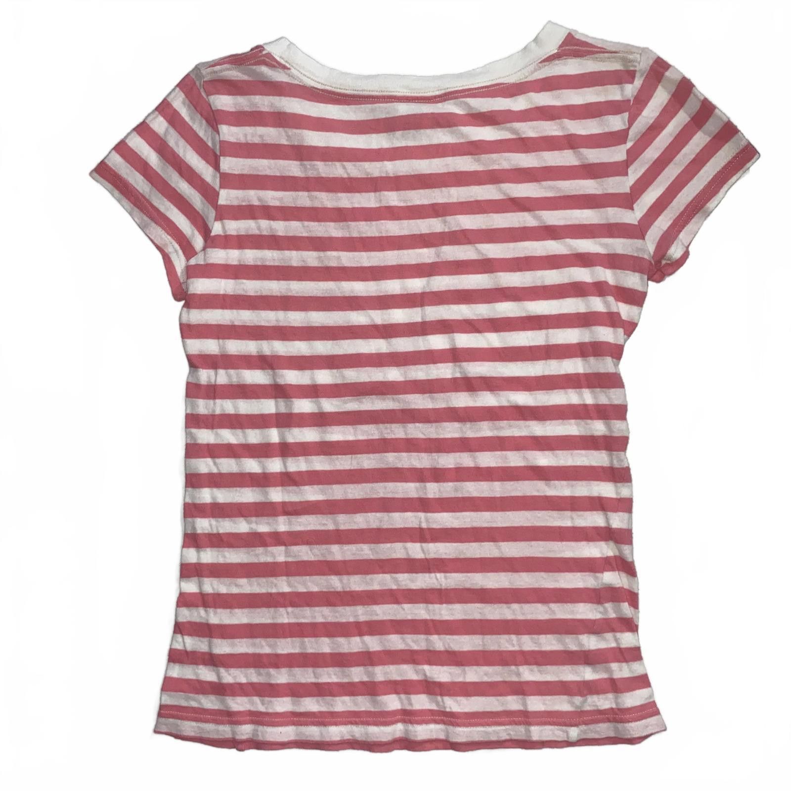 Designer Y2K Hollister Pink White Striped Logo Tee M Graphic Top Size M / US 6-8 / IT 42-44 - 2 Thumbnail