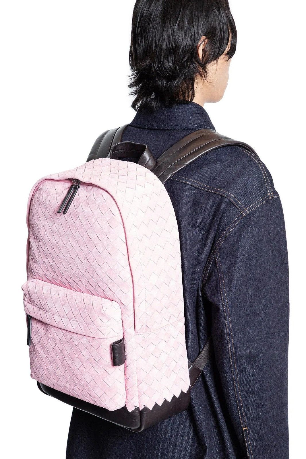 Bottega Veneta Bottega Veneta Pink Intrecciato Suede Backpack Size ONE SIZE - 3 Thumbnail