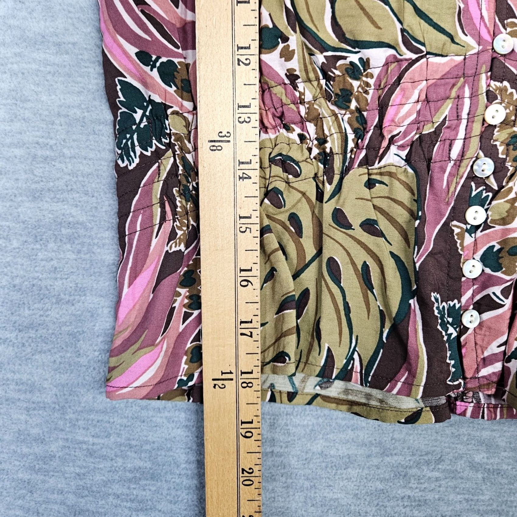 Madewell Madewell Women's Shirt Cap Sleeve Button-Up Brushstroke Monstera Sz M New Multicolor 90s Style Womens Size M / US 6-8 / IT 42-44 - 6 Thumbnail
