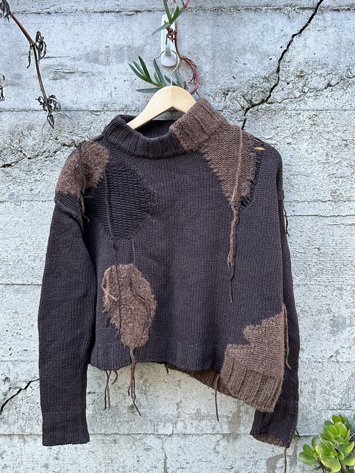 RARE GRAIL Acne Studios asymmetrical raw patched sweater
