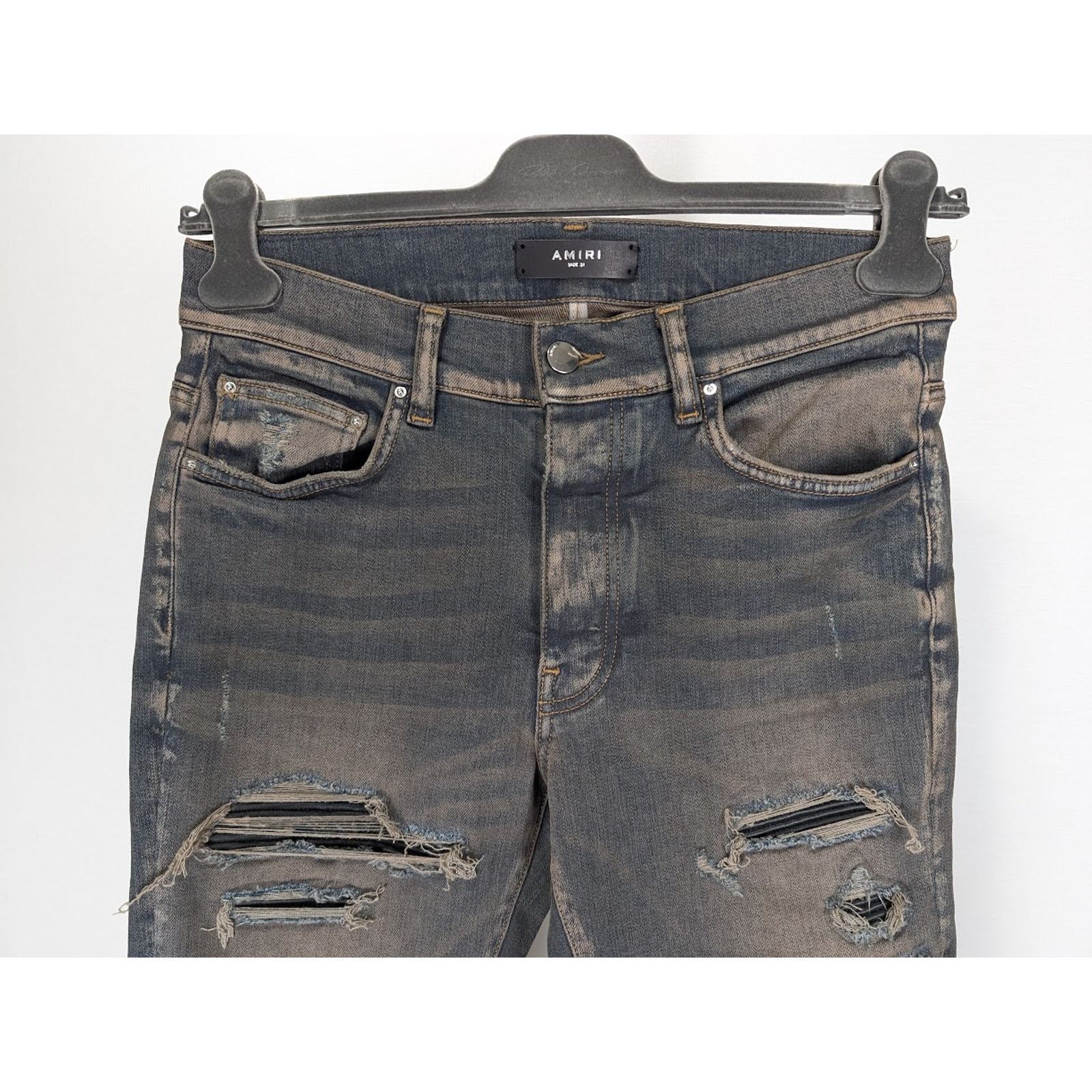 Amiri o1rshd1 Leather Thrasher Jeans in Dark Indigo Size US 32 / EU 48 - 11 Thumbnail