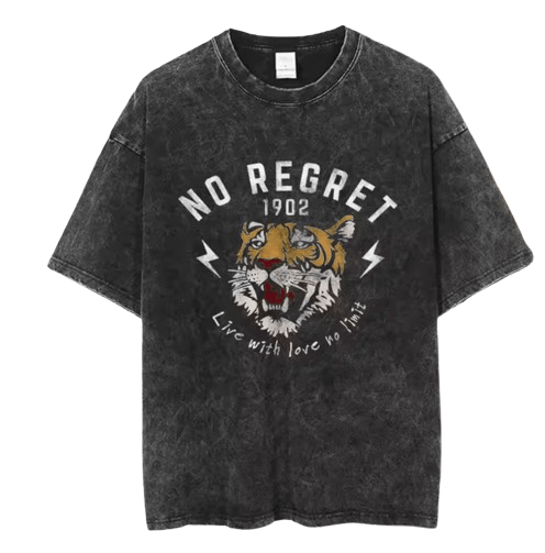 Japanese Brand Y2K Vintage No Regret Tiger Print Washed T-Shirt Size US S / EU 44-46 / 1 - 1 Thumbnail