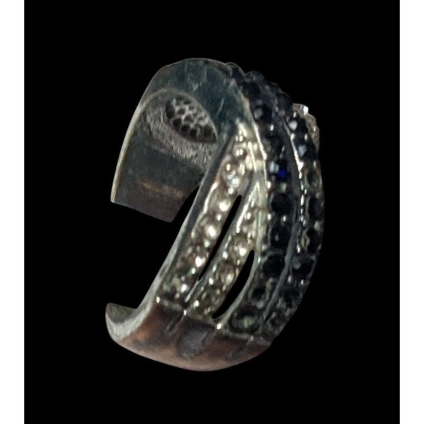 Other Black And Silver Quadruple Line Crisscross Rhinestone Ring S Size ONE SIZE - 10 Thumbnail