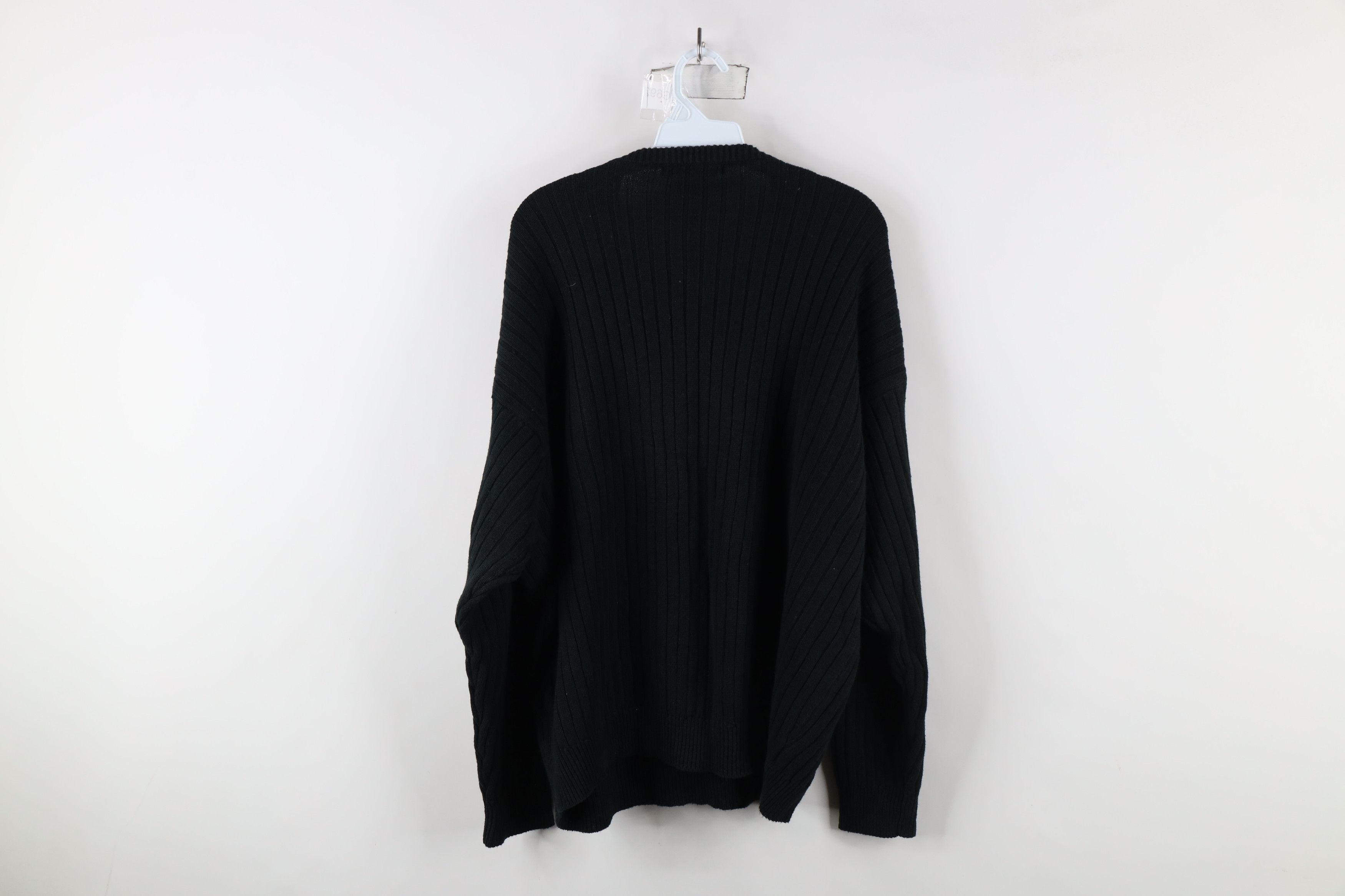 Vintage Vintage 90s Streetwear Ribbed Knit V-Neck Sweater Black Size US XXL / EU 58 / 5 - 6 Thumbnail
