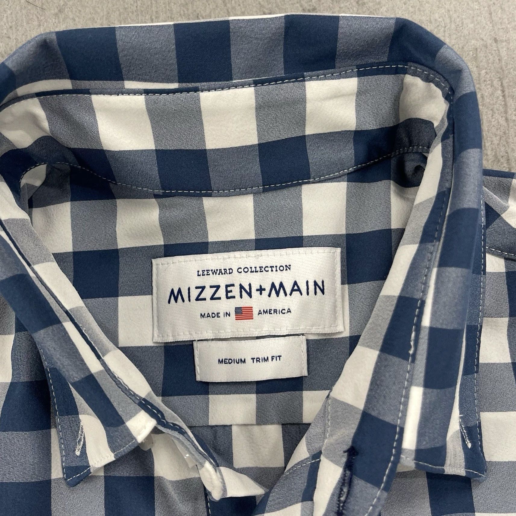 Mizzen+Main Mizzen+Main Shirt Mens M Trim Blue Check Short Sleeve Button-Up Casual Slim Performance Stretch Size US M / EU 48-50 / 2 - 3 Thumbnail