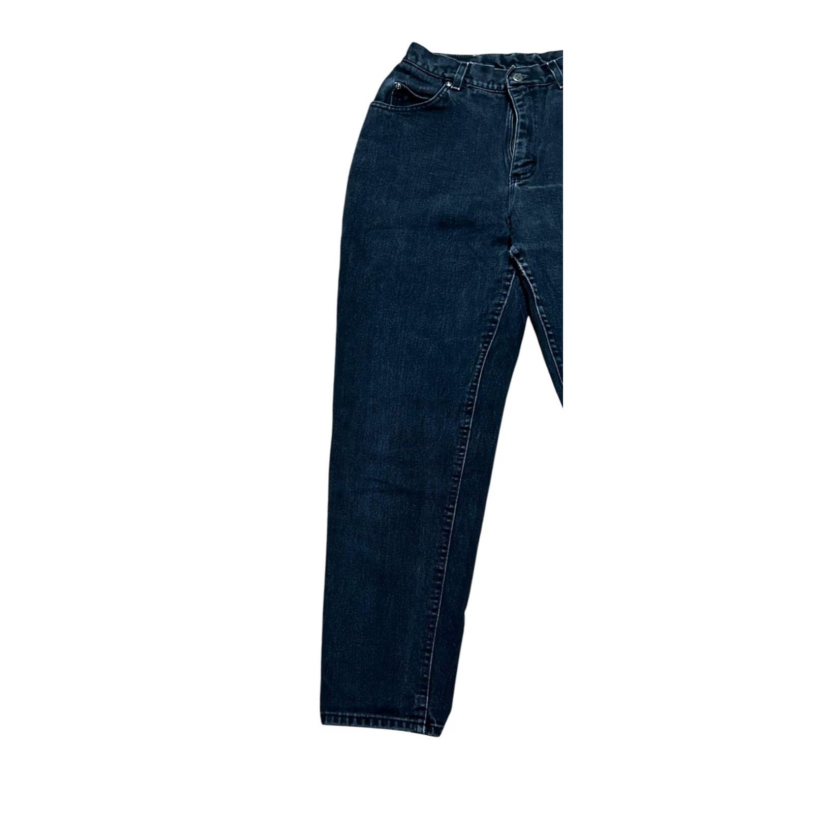Lee VINTAGE Lee Black Mom Jeans Women Sz 12 High Waist Straight Leg Jeans Women's Regular 12 Leather? Size 34" / US 12 / IT 48 - 2 Thumbnail