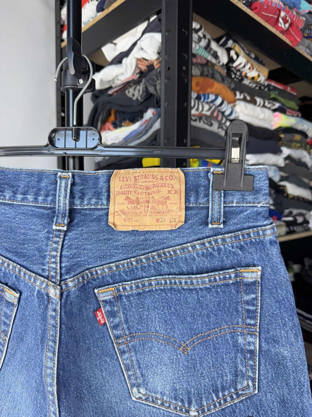 Levi's Vintage 90s Archival Chrome Hearts Style Cross Denim shorts Size 30" / US 8 / IT 44 - 7 Thumbnail