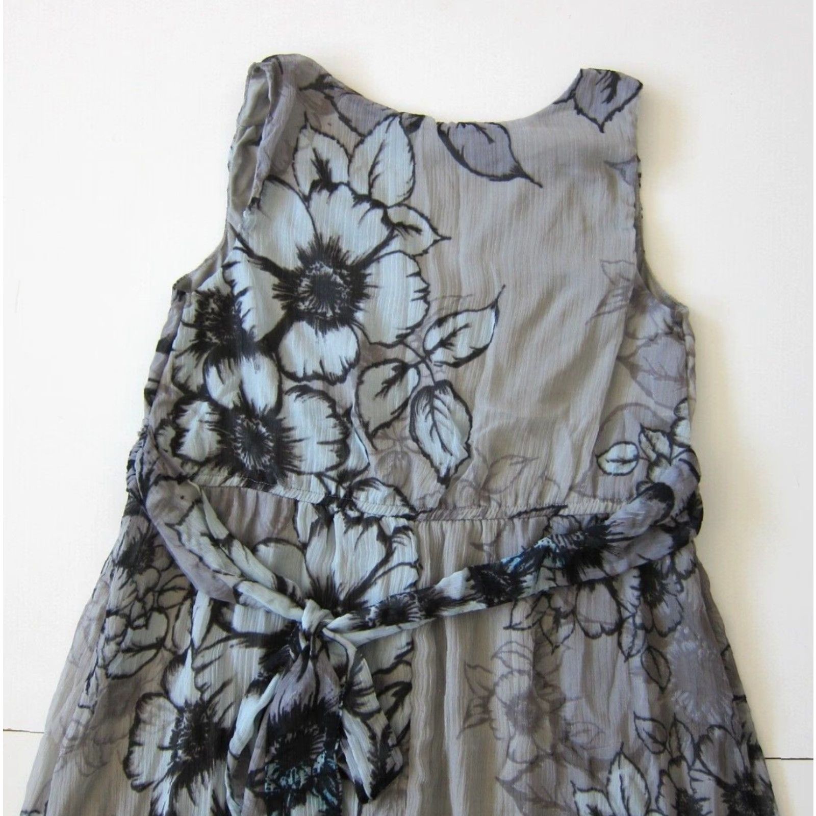 Vintage Motherhood Maternity Grey Blue Floral Empire Sheath A-Line Jumper Tank Dress S Size S / US 4 / IT 40 - 6 Thumbnail