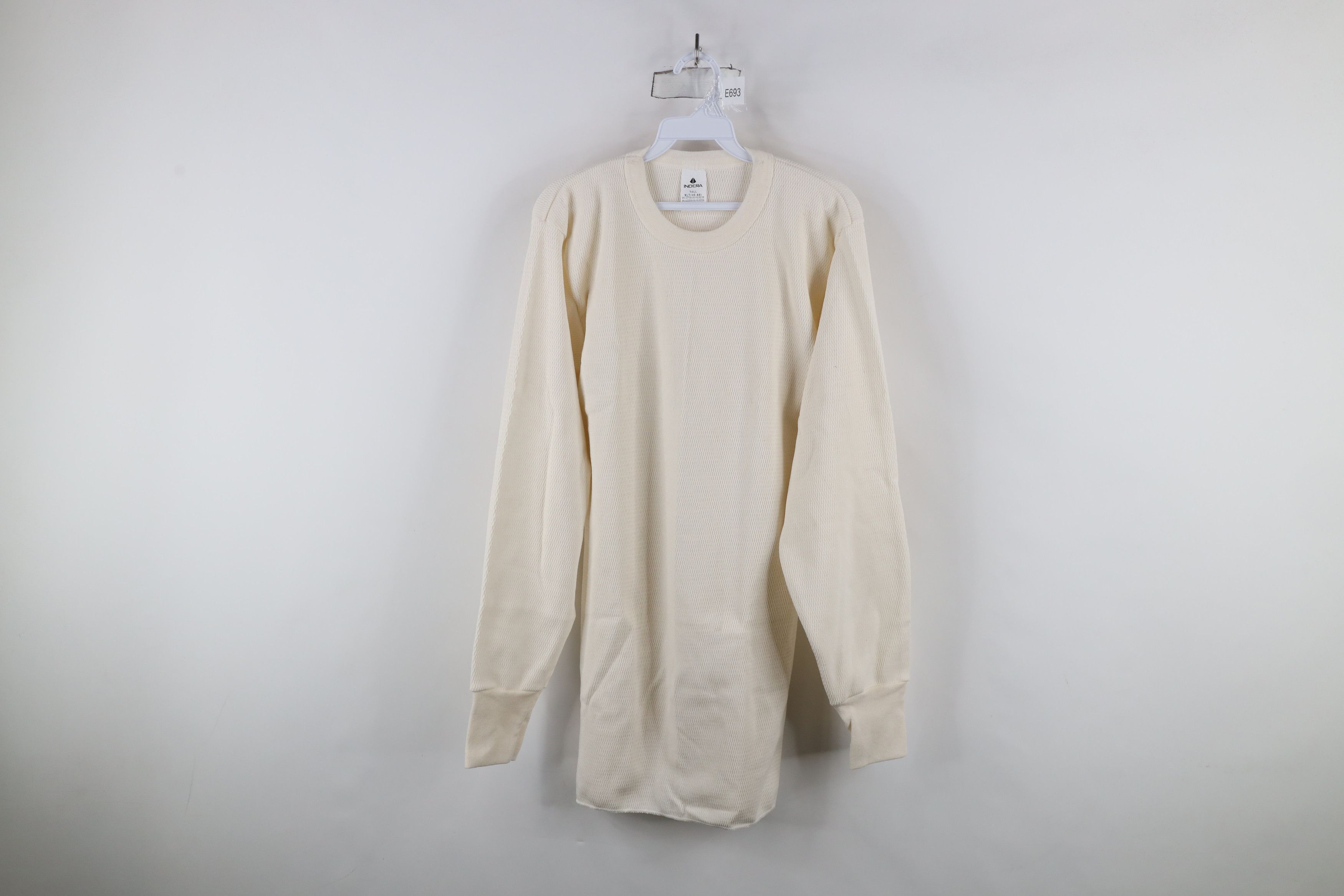 Vintage Vintage 90s Streetwear Waffle Knit Long Sleeve T-Shirt Cream Size US XL / EU 56 / 4 - 1 Thumbnail