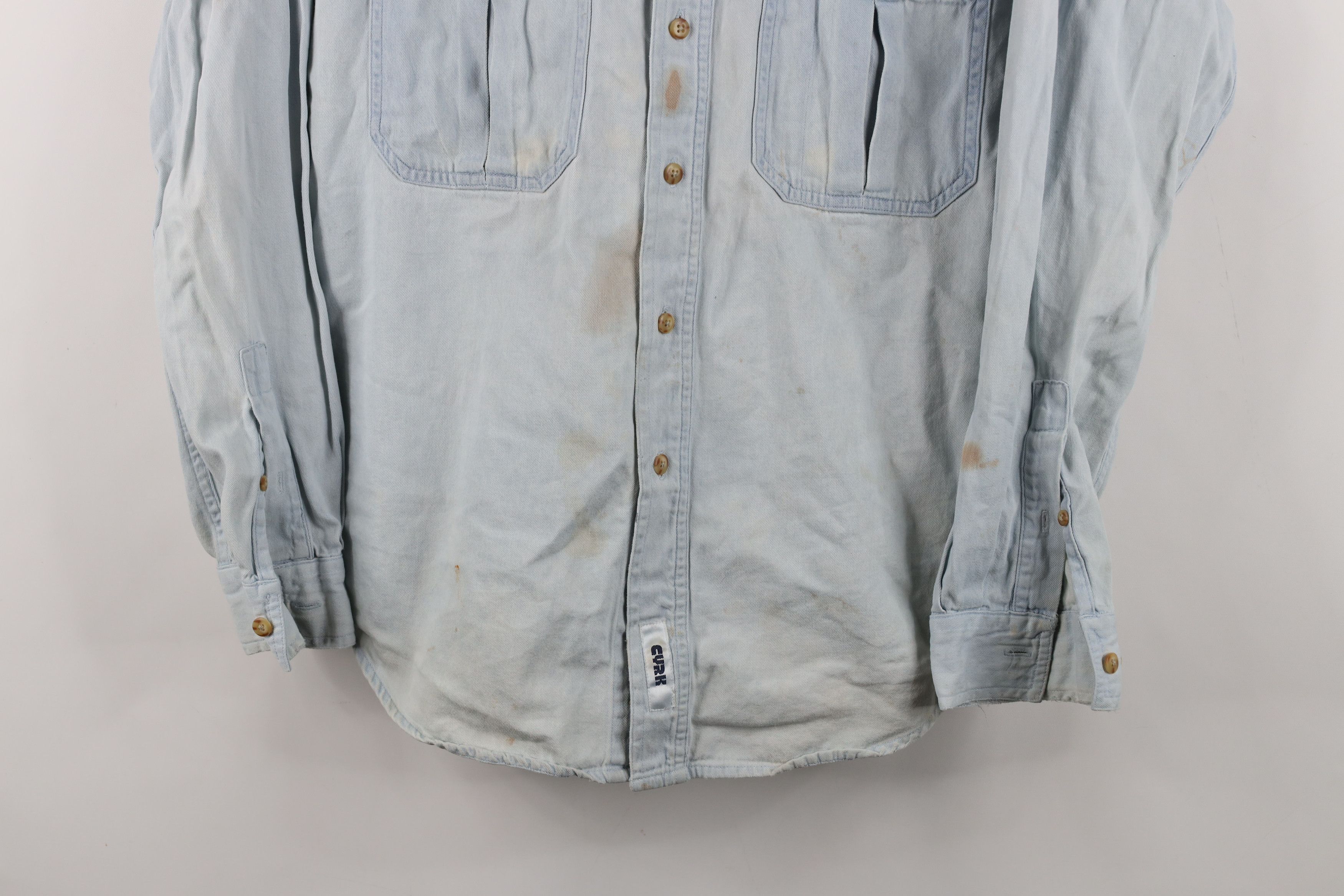 Vintage Vintage 90s Streetwear Double Pocket Denim Jean Button Shirt Size US S / EU 44-46 / 1 - 3 Thumbnail