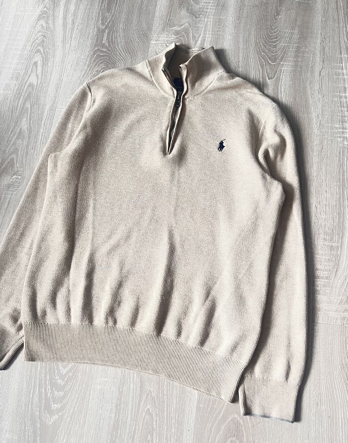 Polo Ralph Lauren Polo Ralph Lauren Beige 1/3 Knit Zip Basic Pullover Sweater Size US M / EU 48-50 / 2 - 3 Thumbnail