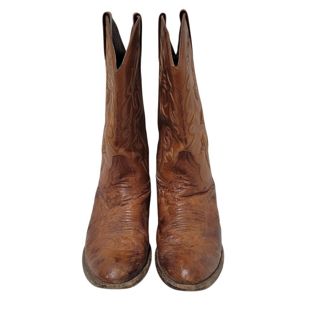 Ariat Ariat Brown Ostrich Leather Pointed Toe Boots 9D Men's Size US 9 / EU 42 - 3 Thumbnail