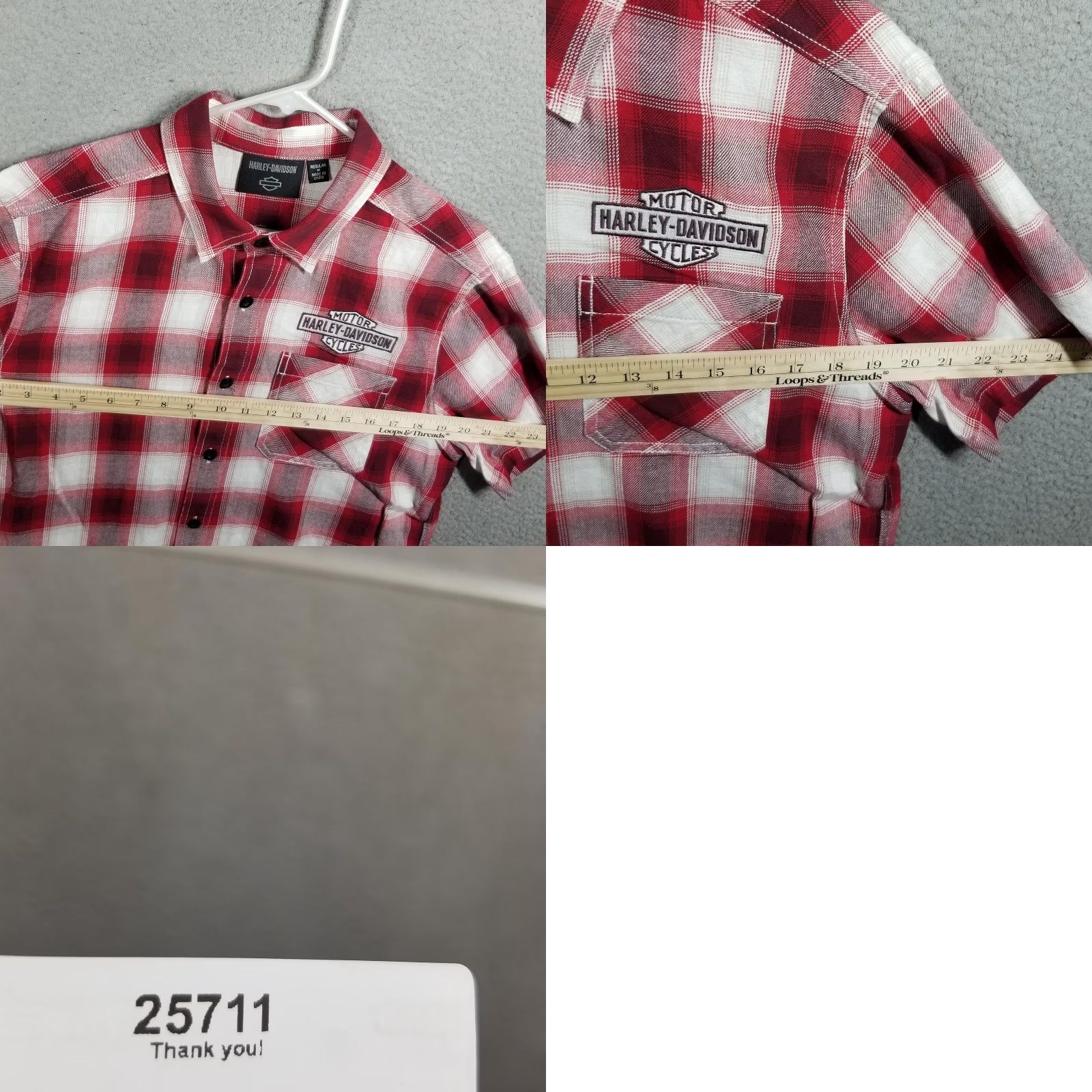 Harley Davidson Harley-Davidson Shirt Mens M Red Plaid Short Sleeve Button Up Milwuakee Size US M / EU 48-50 / 2 - 8 Thumbnail