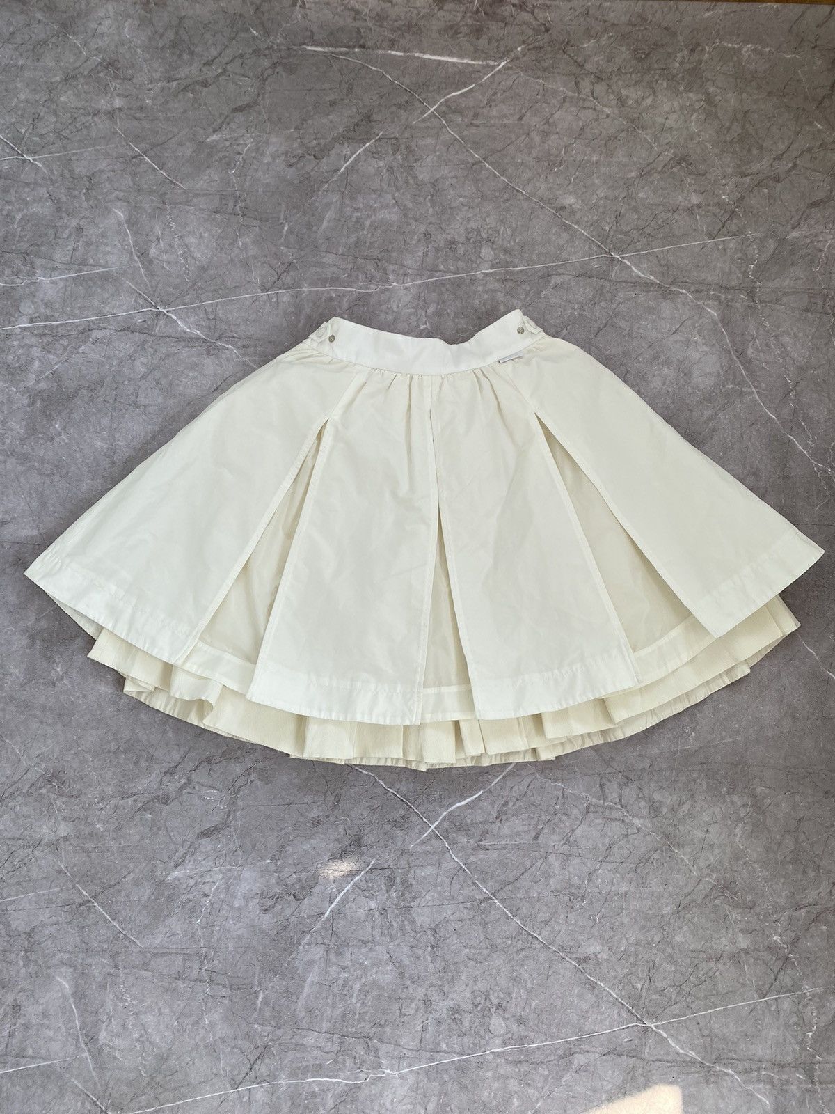 Moncler Nylon Chiffon Layered Ruffled Midi Skirt White