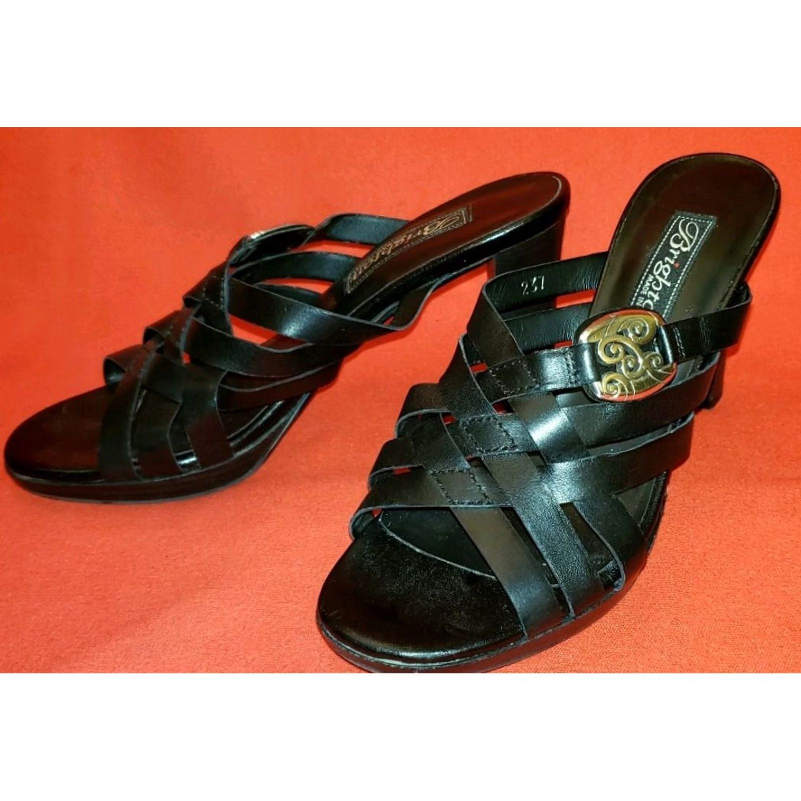 Brighton Brighton Vista Heeled Sandals Black Leather 3.25" Heel Women's Size US 4 / IT 34 - 3 Thumbnail