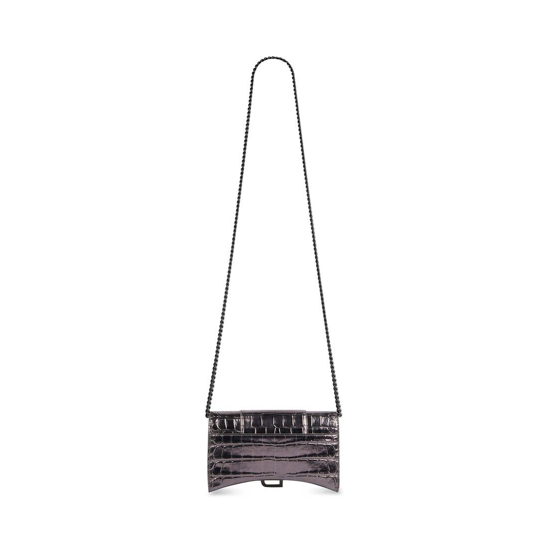 Balenciaga o1s1rm1124 Size: OS / Hourglass Wallet On Chain in Black Size ONE SIZE - 3 Thumbnail