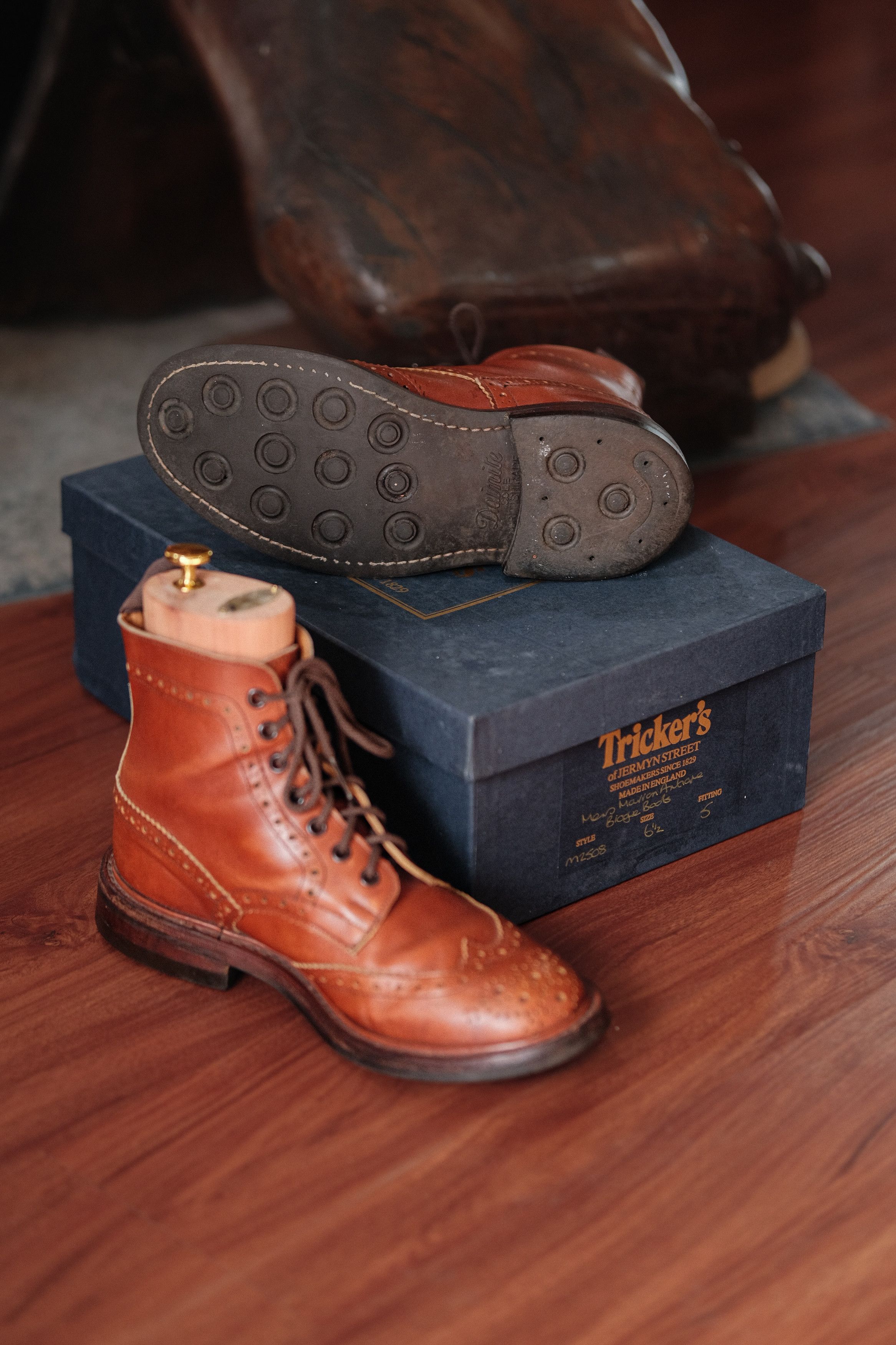 Tricker's Trickers Men Marron Antique Brogue Boots Size US 7.5 / EU 40-41 - 4 Thumbnail