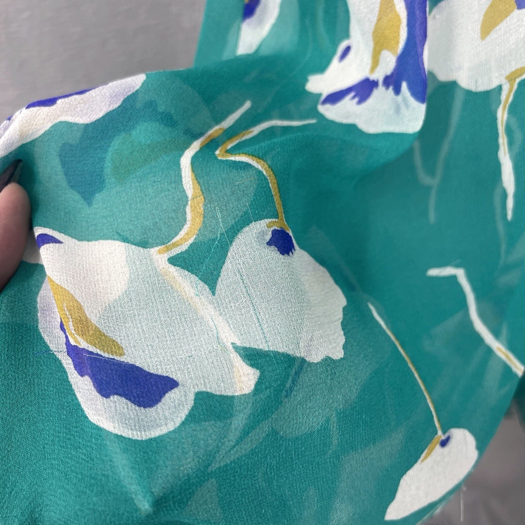Vintage Nookie Women's Silk Dress Sheer Floral Mini Green Cap Sleeve Casual 8 Spring Summer Fall Winter Size M / US 6-8 / IT 42-44 - 6 Thumbnail