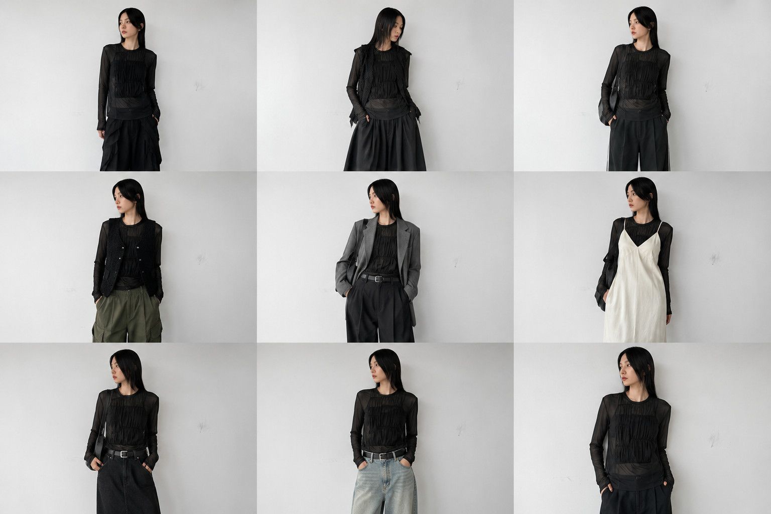 Comme des Garcons COMME des GARCONS - Sheer Gathered Patchwork Long Sleeve Top Size M / US 6-8 / IT 42-44 - 7 Thumbnail