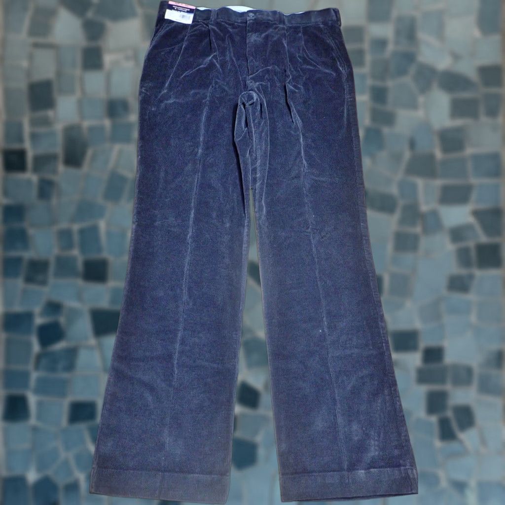 Roundtree & Yorke Vintage Roundtree & Yorke Men's Dress Pants - 40x32 Gray Cotton Pleated Straight Leg Retro 80s 90s Casual Trousers Size US 38 / EU 54 - 1 Thumbnail