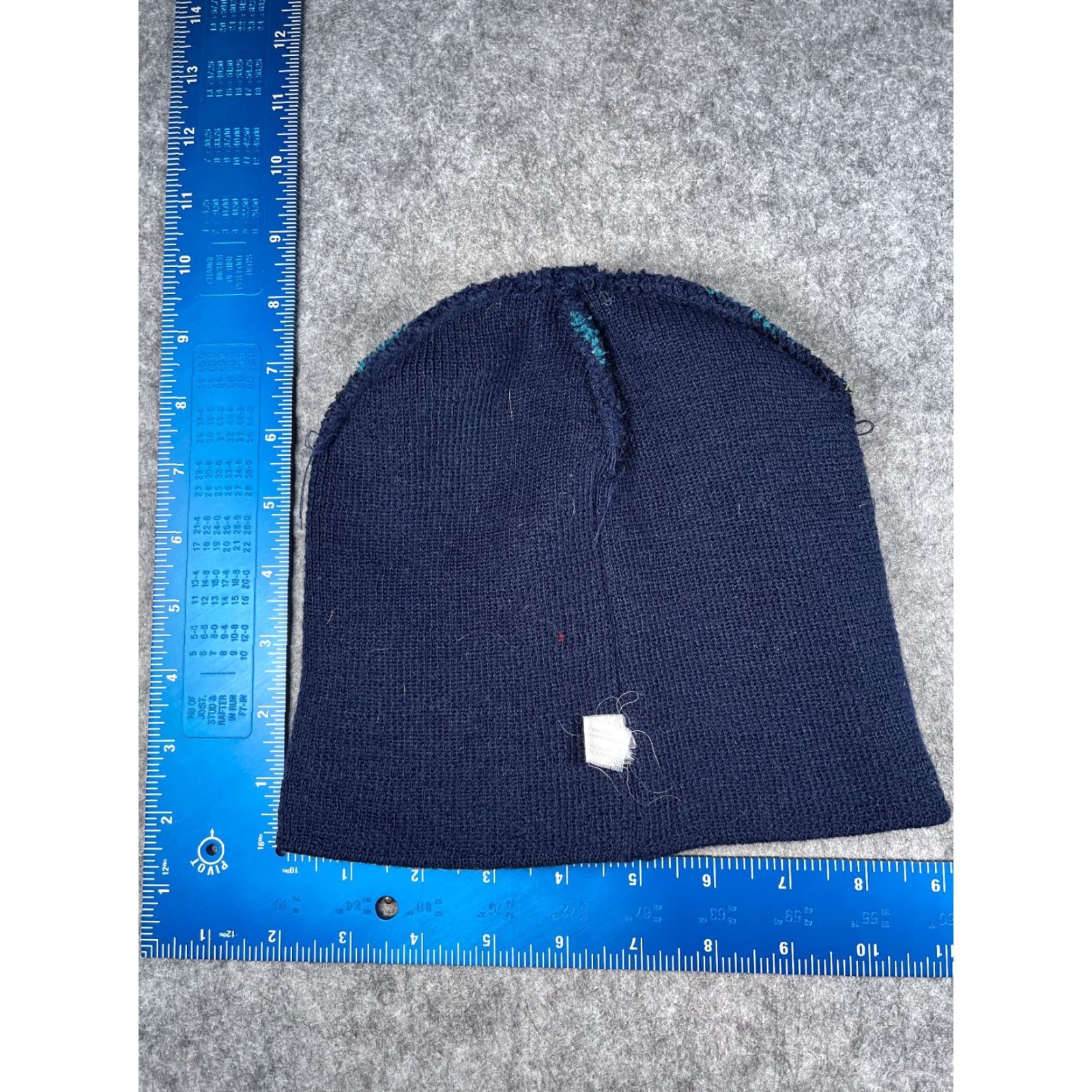 Vintage Beanie Beanie Adult One Size Blue Green Stripe Acrylic Snow Winter Ski Knit Lightweight Lined Stretch Men Style Ski Mens Size ONE SIZE - 5 Thumbnail