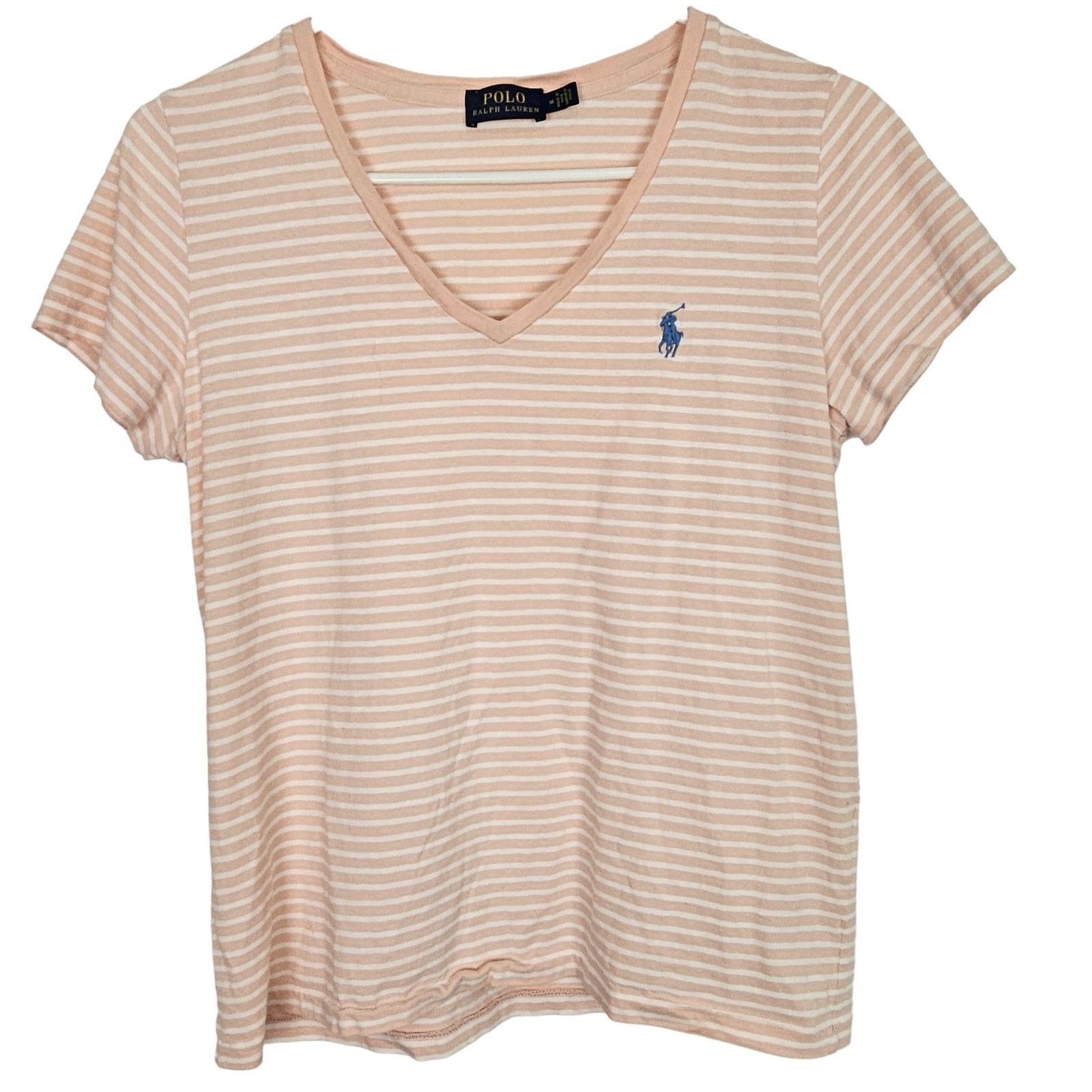 Polo Ralph Lauren Polo Ralph Lauren Womens Striped V-Neck T-Shirt Sz M Classic Size M / US 6-8 / IT 42-44 - 1 Thumbnail