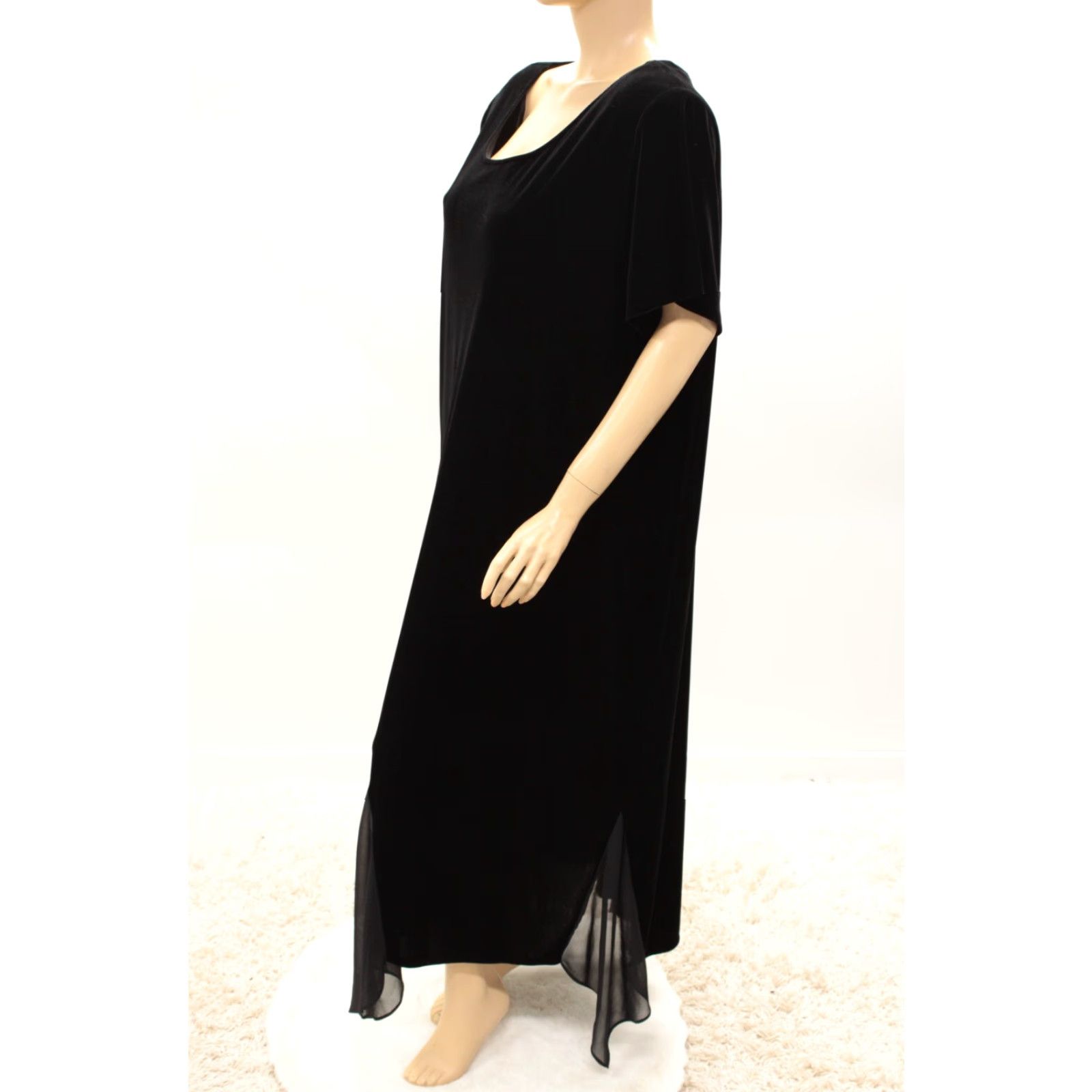 Velvet VINTAGE Another Thyme Dress Black Velour Velour Whimsigoth 28W Full Length Woman's Velvet Maxi Dress Size 4XL / US 24-26 - 3 Thumbnail
