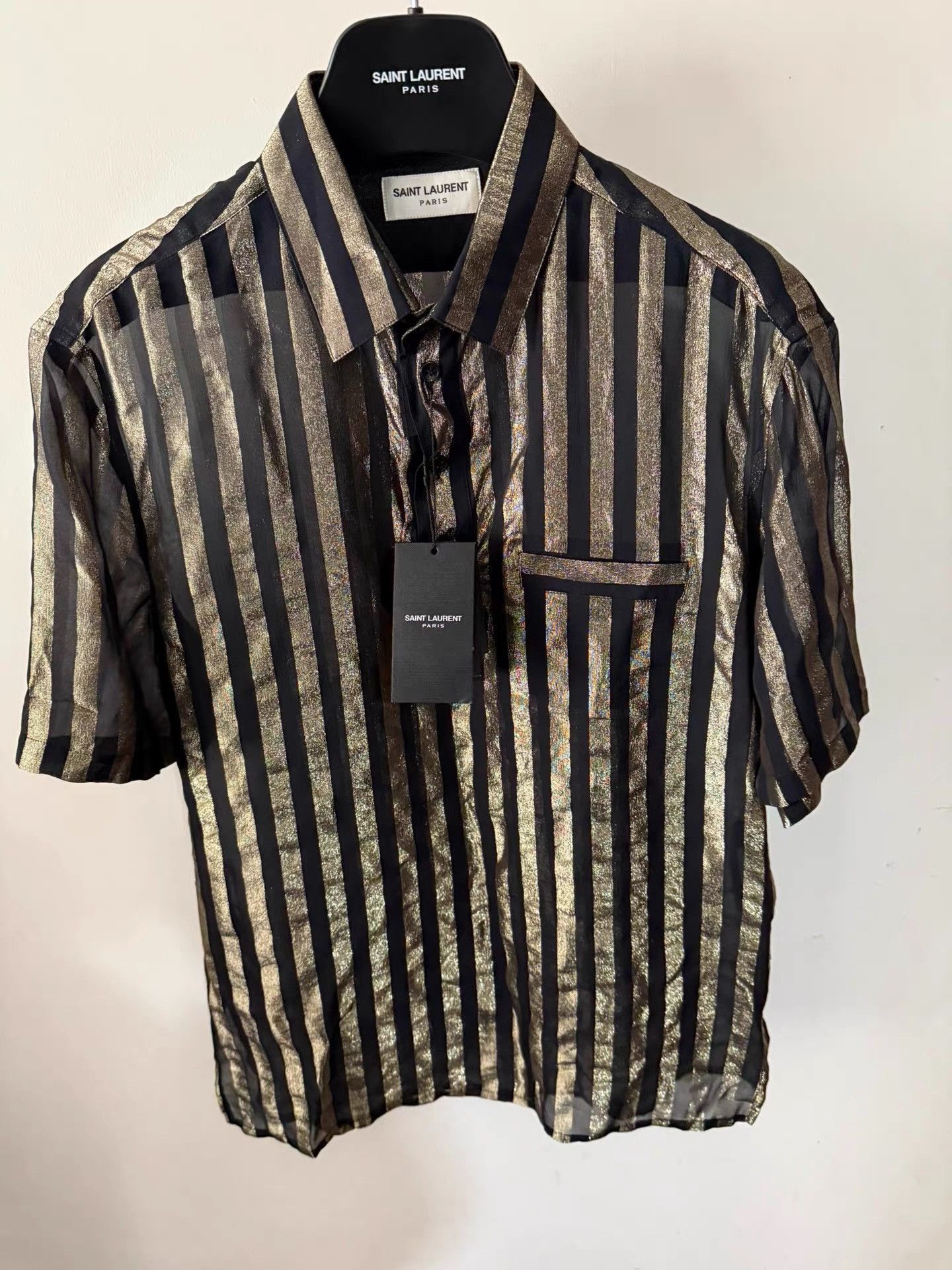 Saint Laurent Paris Multi Striped Short Sleeve Button-Up Shirt Size US L / EU 52-54 / 3 - 1 Thumbnail