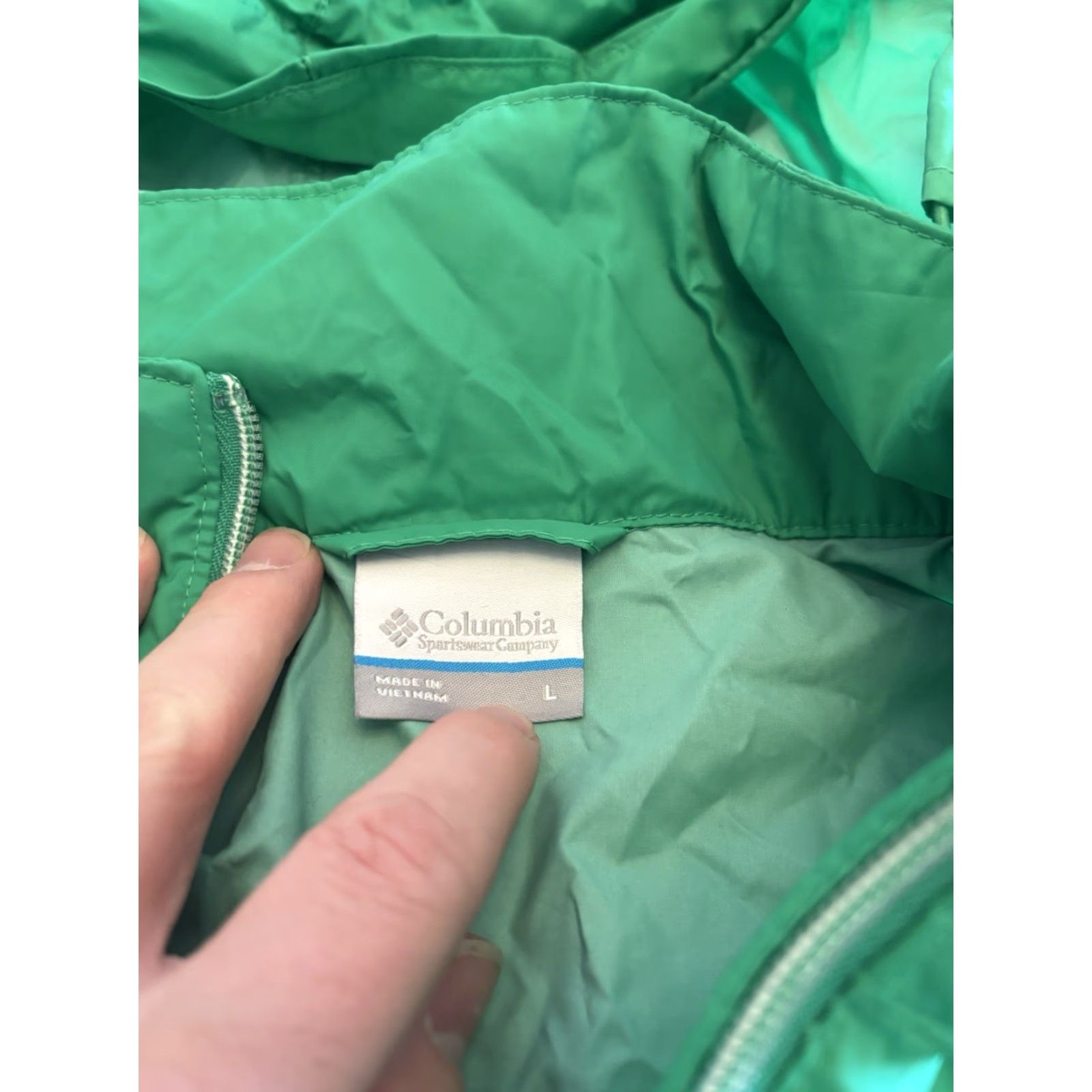 Vintage Columbia Jacket Womens L Full Zip Windbreaker Hooded Outdoor Green C5 Size L / US 10 / IT 46 - 2 Thumbnail