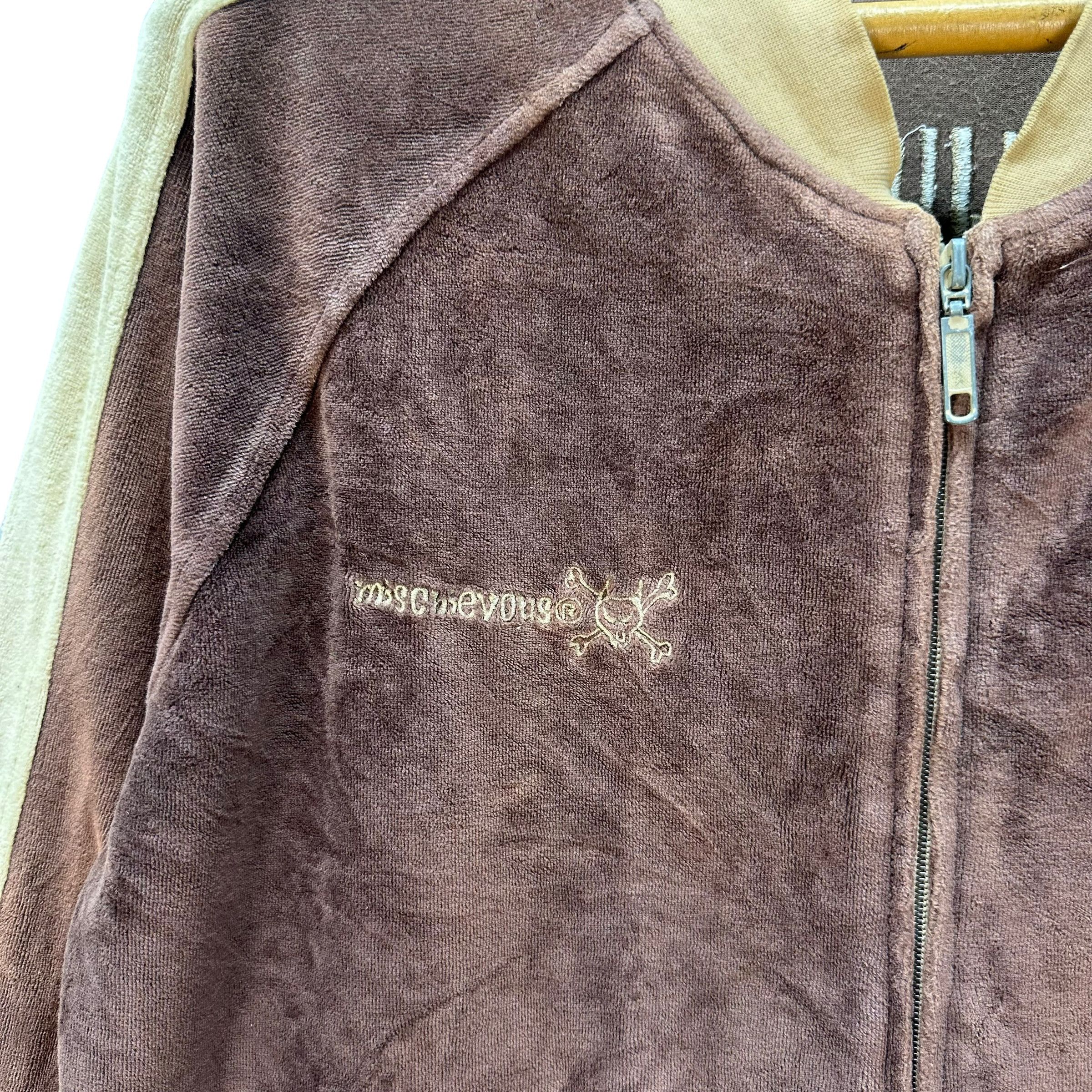 Japanese Brand MISCHIEVOUS EMBROIDERY BIG LOGO VELVET JACKET #8931-040 Size US M / EU 48-50 / 2 - 3 Thumbnail