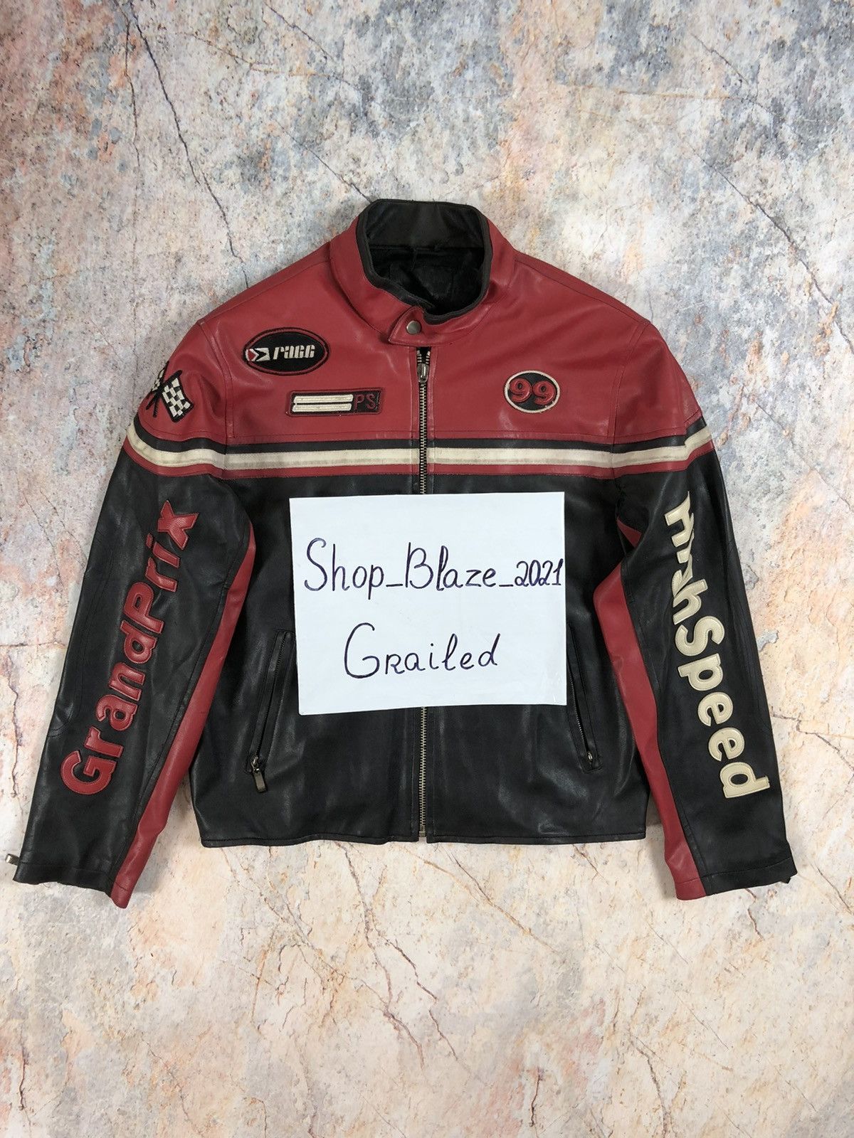Vintage Racing leather jacket bomber champion Size US XL / EU 56 / 4 - 2 Thumbnail