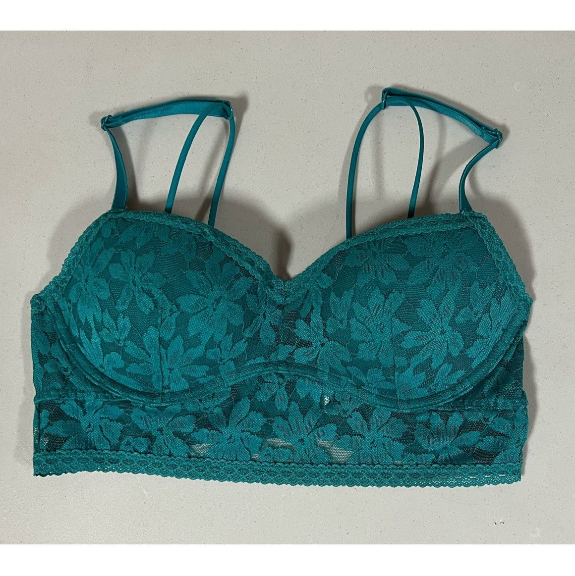 Victoria's Secret Emerald Green Lace Push-Up Bra Bralette Lingerie Size S 💚✨ Size S / US 4 / IT 40 - 2 Thumbnail
