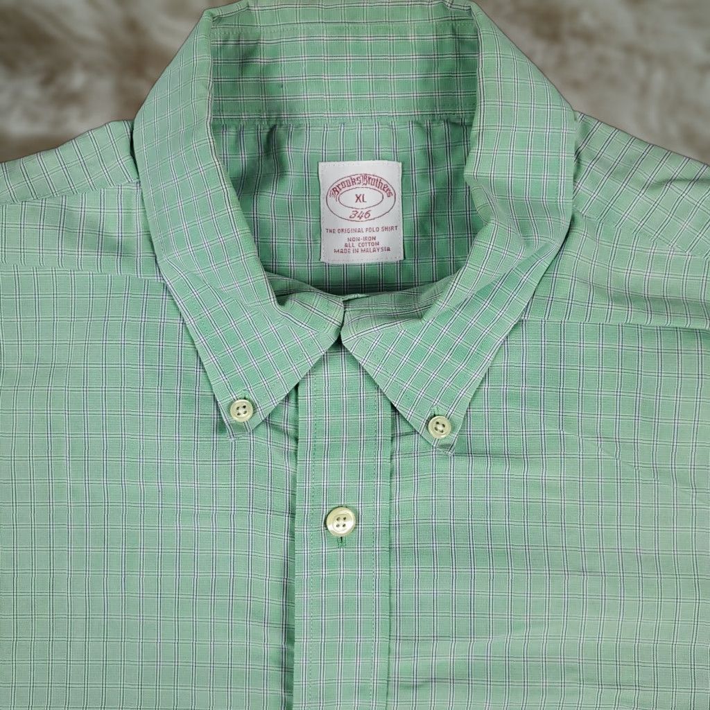 Brooks Brothers VINTAGE Brooks Brothers Green Plaid Men's Short Sleeve Button-Up Shirt XL Casual Modern Men Size US XL / EU 56 / 4 - 1 Thumbnail
