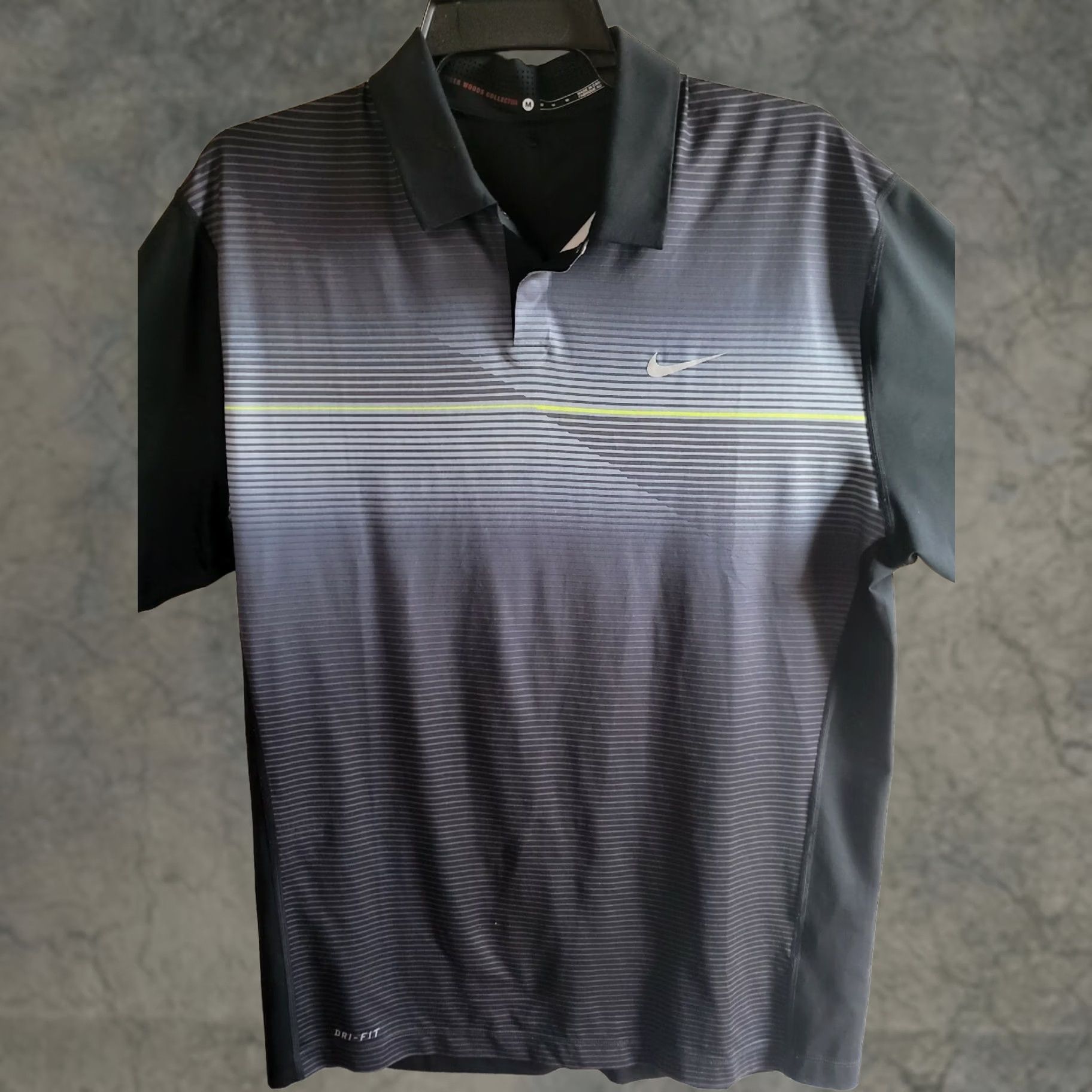 Nike Nike Tiger Woods Collection Polo Men M Black/Gray/Green Striped Fade Pattern Shirt Size US M / EU 48-50 / 2 - 1 Thumbnail