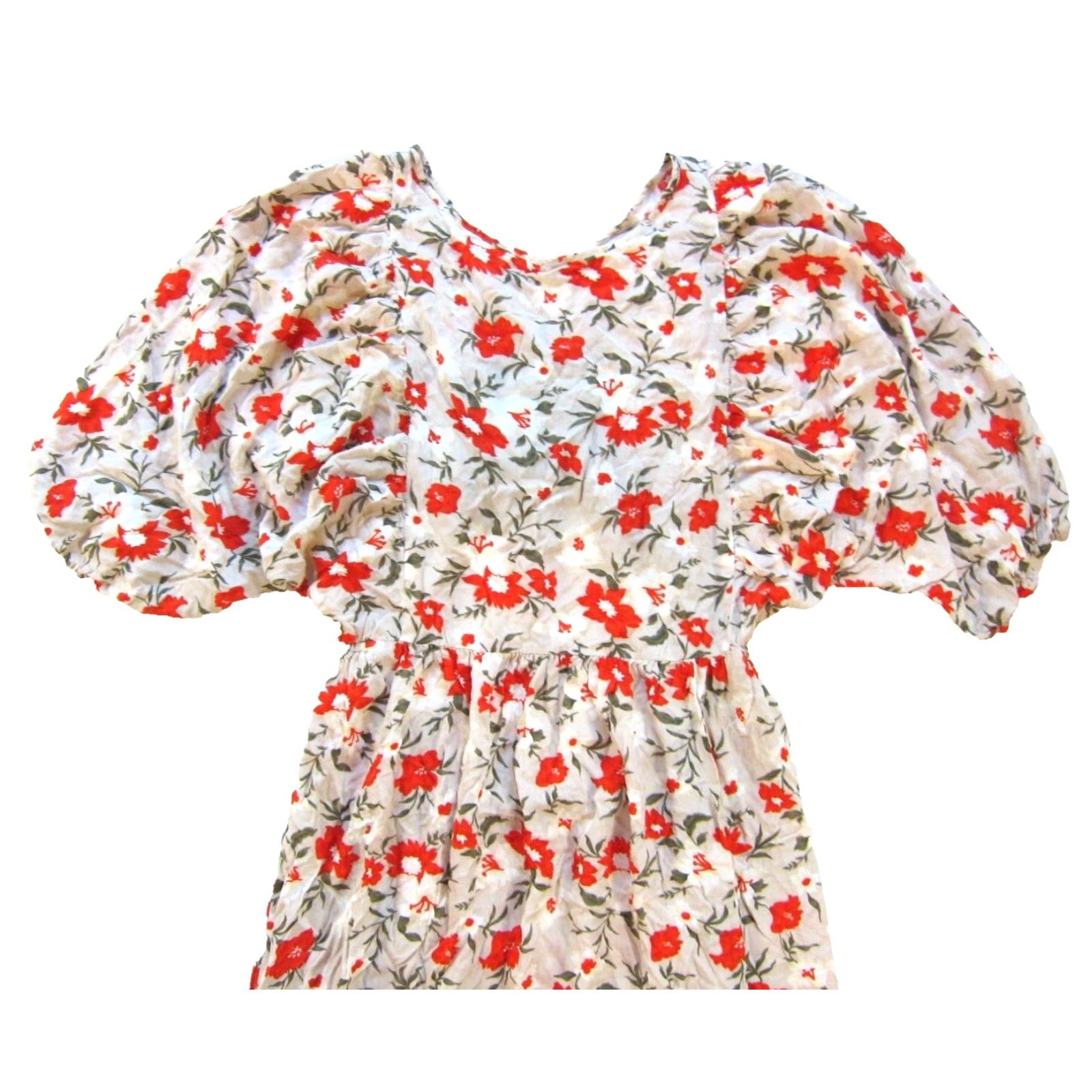 Vintage VINTAGE Time After Time Floral Maxi Dress Open Back Long Rayon Orange Green Large Size L / US 10 / IT 46 - 4 Thumbnail