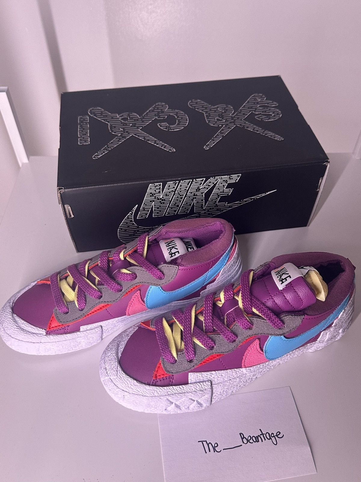 Kaws × Nike × Sacai Nike Blazer Low Sacai KAWS Shoes Purple Dusk-Aqua-Pink Size US 6.5 / IT 36.5 - 2 Thumbnail
