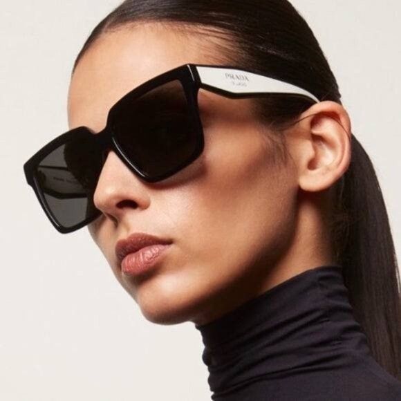 image of New Prada Pr24Zs 1Ab5S0 Black Dark Grey Sunglasses, Women's
