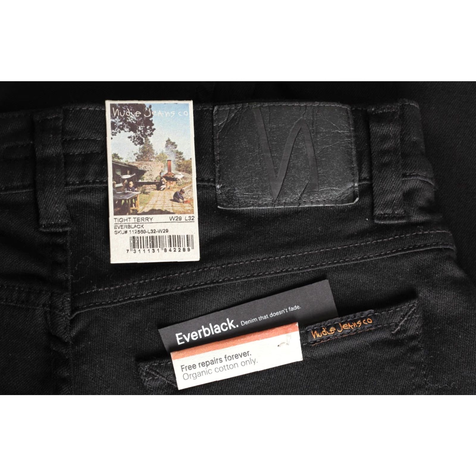 Nudie Jeans NUDIE JEANS Slim Skinny Jeans Men 29/32 Black DZ8025 Tight Terry Everblack 5-Pocket Denim Elastaan Cotton Zip Rise Mid 10-12in W29 L32 Size US 29 - 4 Thumbnail