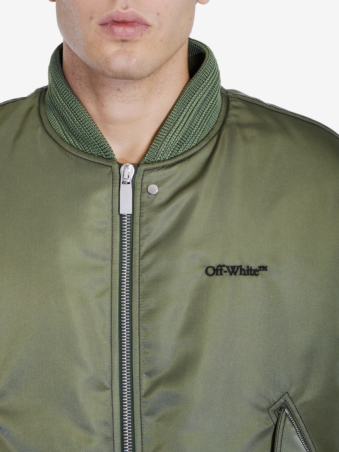 Off-White o1s22i1n1124 Padded Nylon Bomber Jacket in Khaki Size US M / EU 48-50 / 2 - 5 Thumbnail