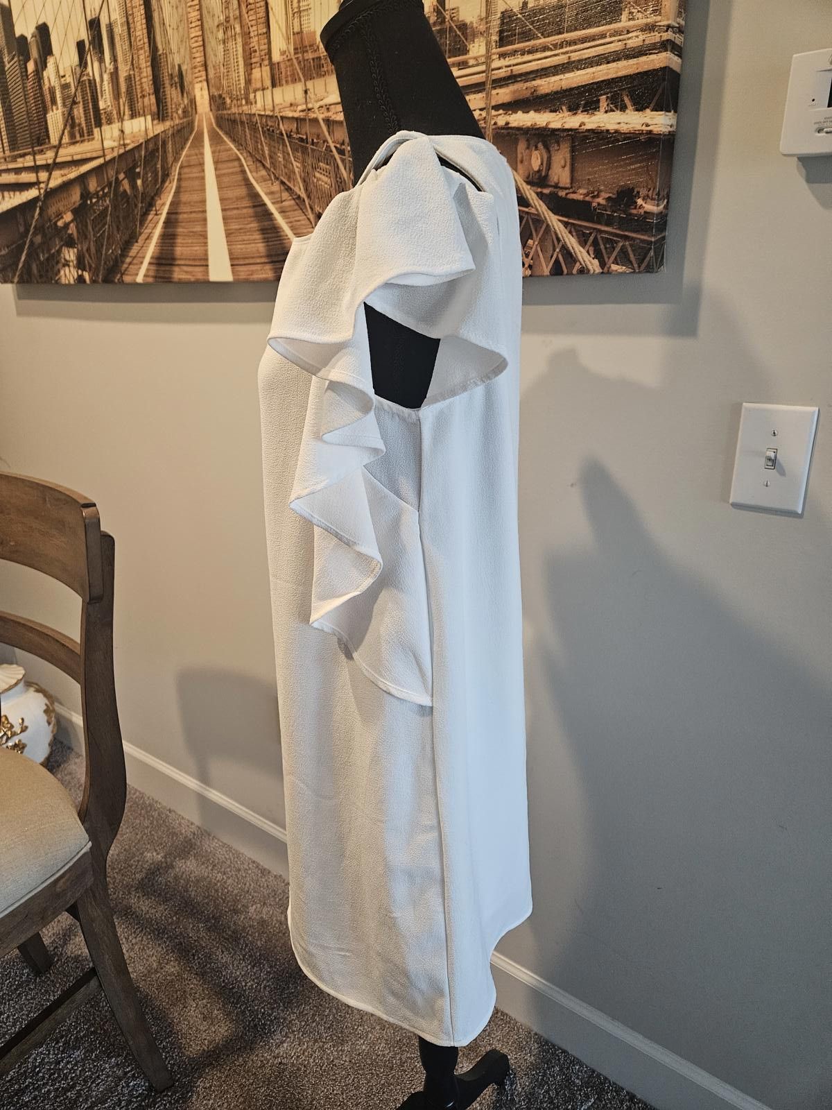Women's Ruffled Dress,White main image 0