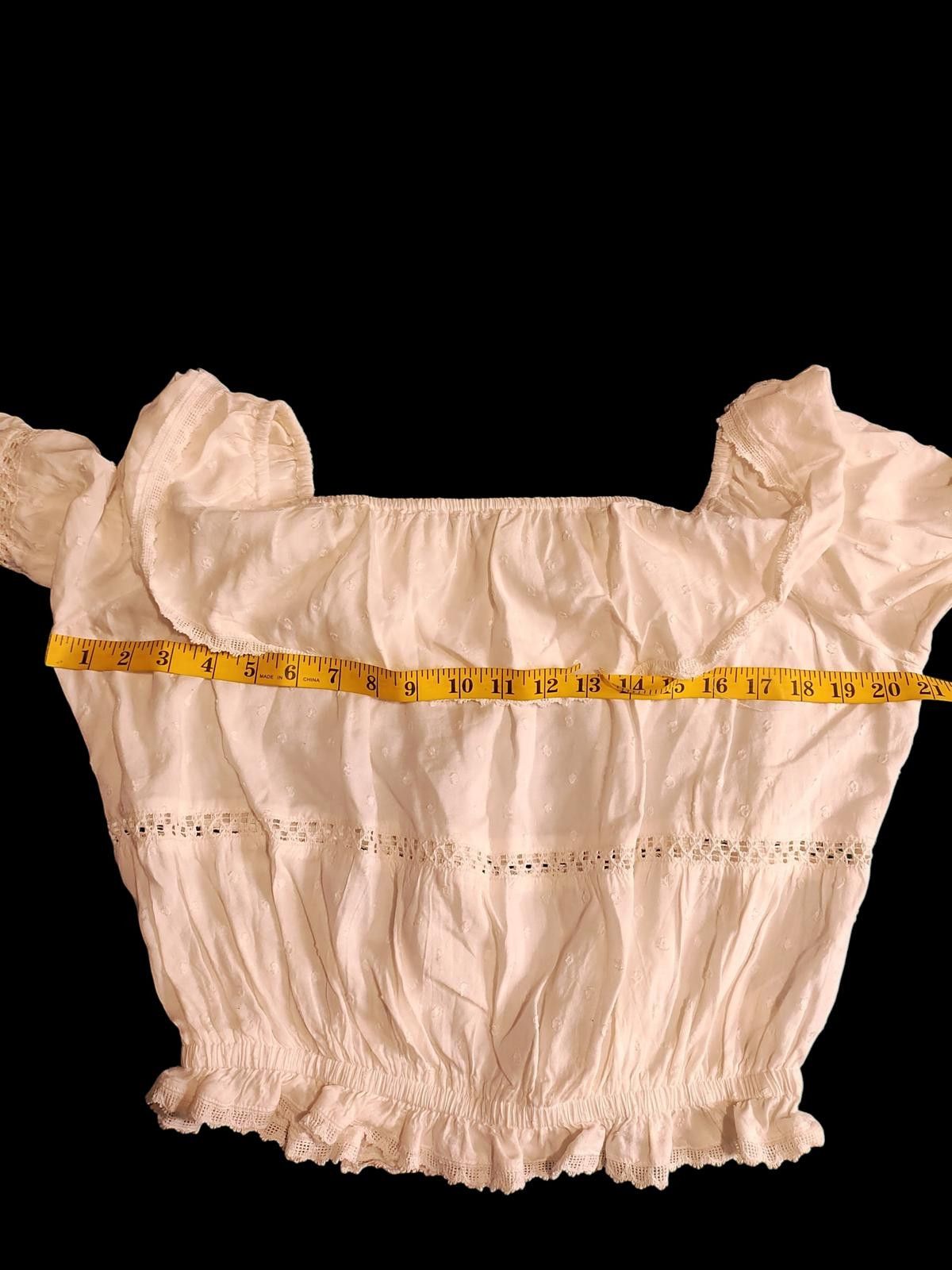Forever 21 Forever 21 White Ruffle Off-Shoulder Blouse with 3/4 Sleeves Size M / US 6-8 / IT 42-44 - 7 Thumbnail