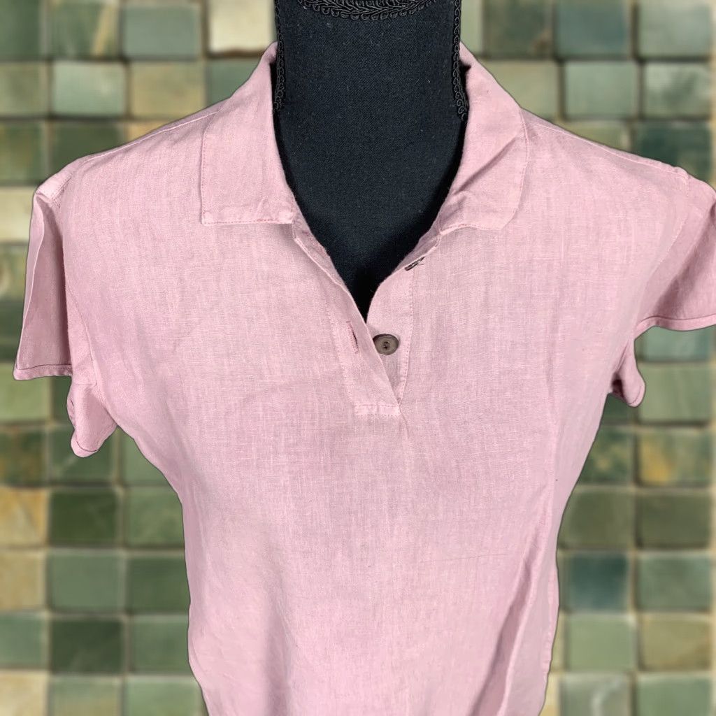 Vintage Kleen Dusty Lavender Purple Tunic Short Sleeve Linen Dress Pockets Small Women Shirt? Size 28" / US 6 / IT 42 - 1 Thumbnail