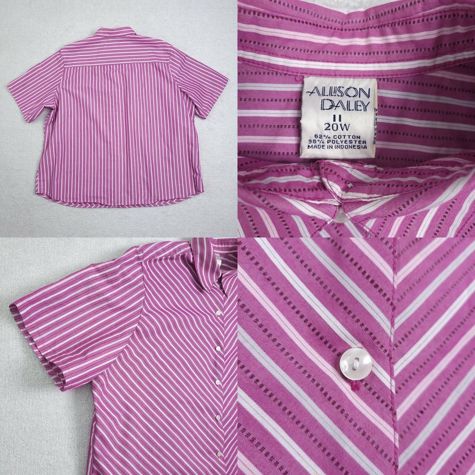 Vintage Vintage Allison Daley Button Up Shirt Womens 20W Purple Short Sleeve Stripe Size 3XL / US 20-22 - 8 Thumbnail