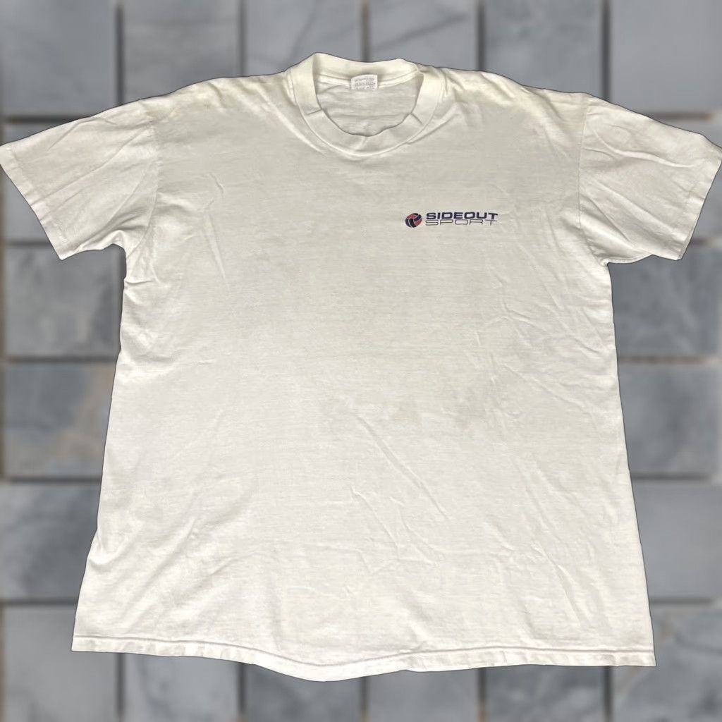 Sideout VINTAGE Sideout T Shirt Adult XL White Sports 80s USA Distressed Borneo Faded Mens Regular Size US XL / EU 56 / 4 - 1 Thumbnail