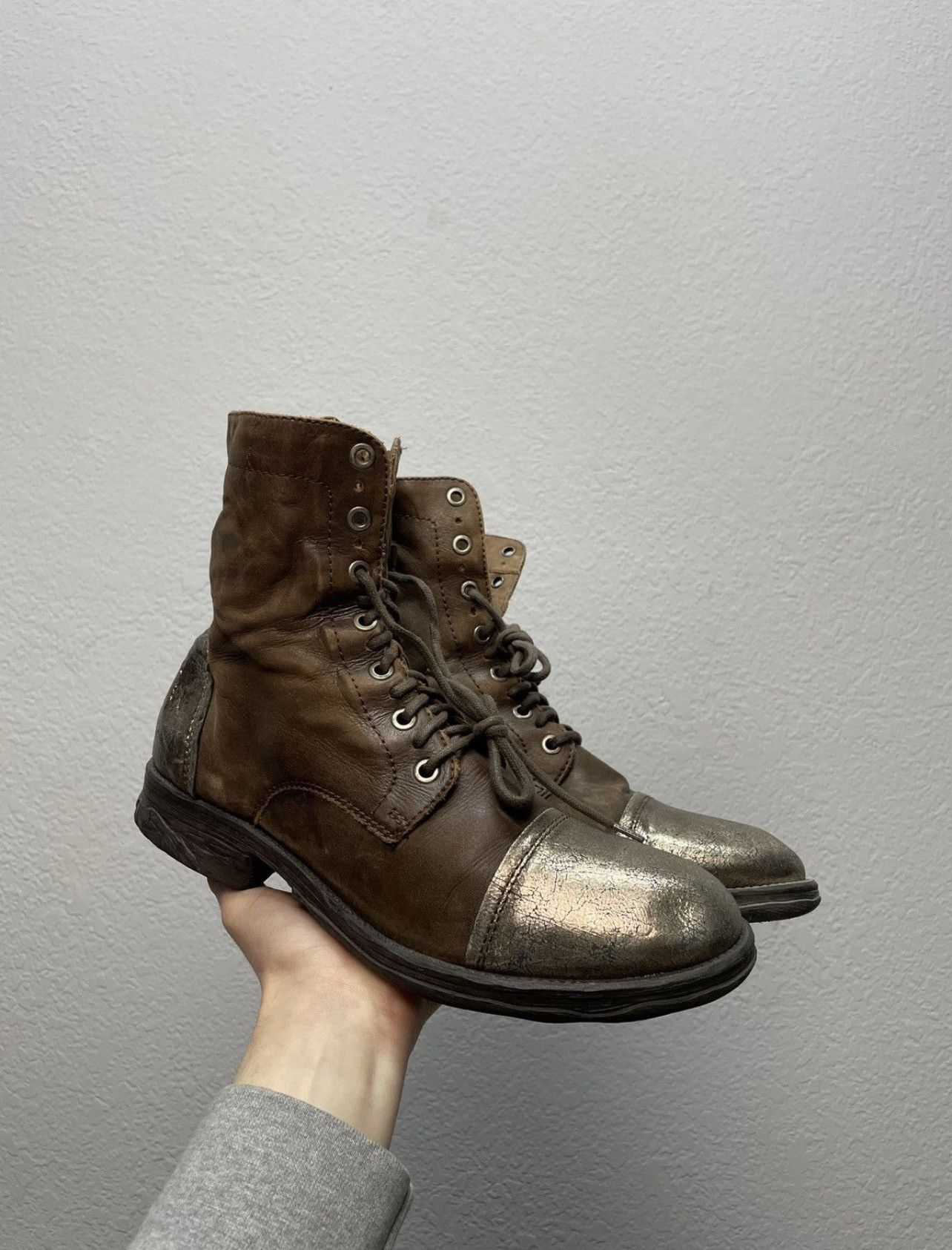If Six Was Nine Vintage Italian AS 98 Rick Owens Style Leather Biker Boots Size US 8.5 / EU 41-42 - 2 Thumbnail