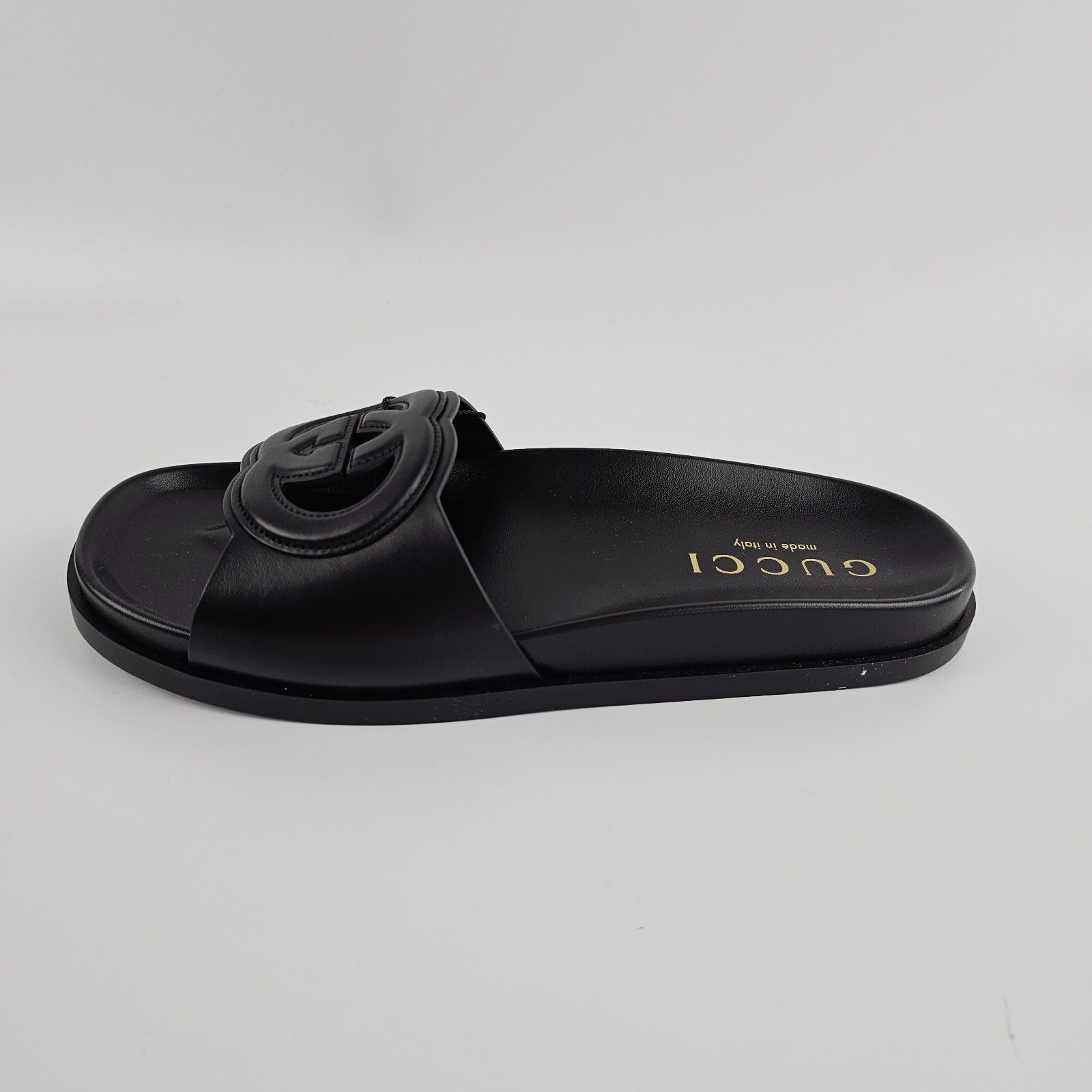 Gucci GUCCI Interlocking G Black Leather Sandals New Size US 8 / IT 38 - 4 Thumbnail